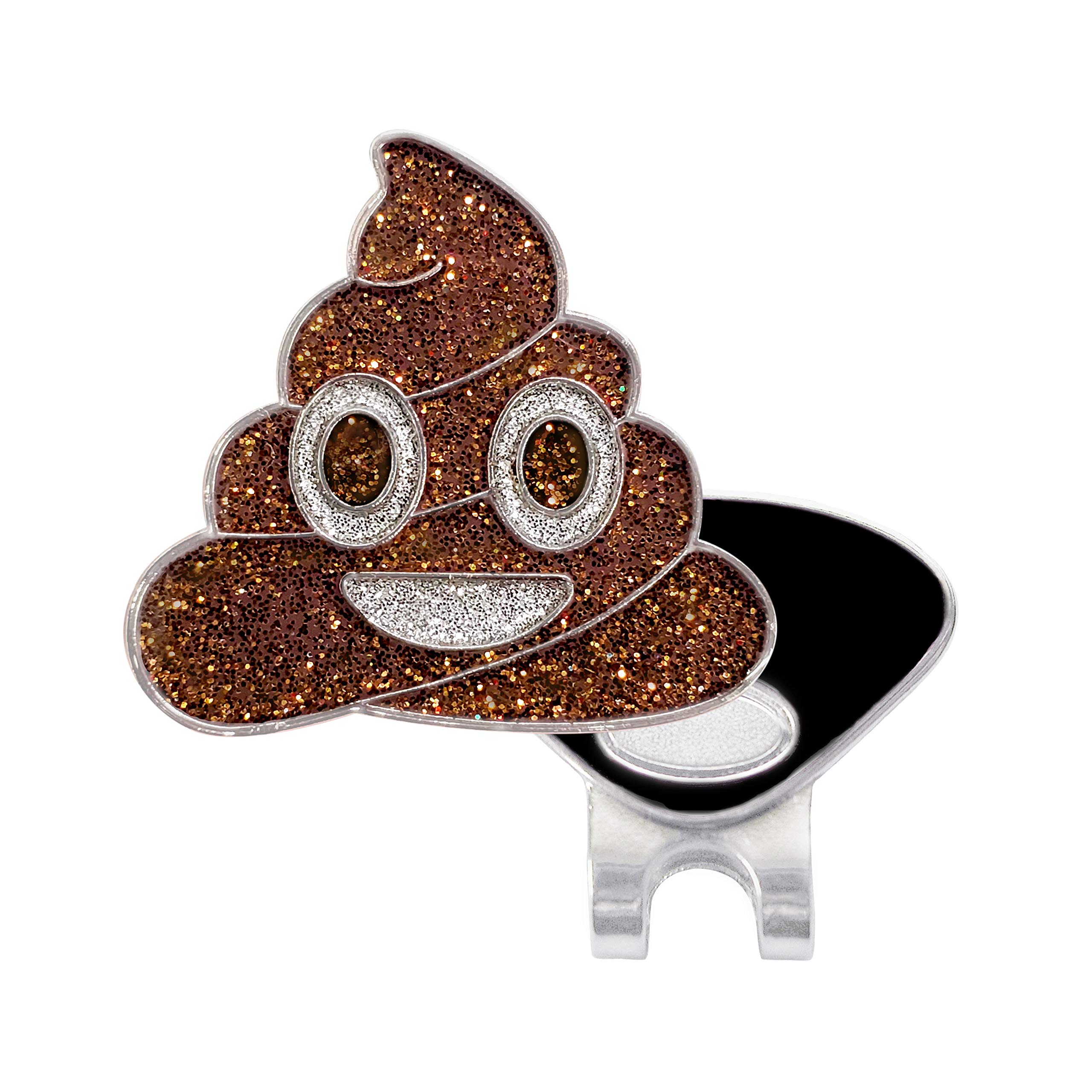 NAVIKA Glitter Poop Emoji Golf Ball Marker - Magnetic Hat Clip Included | Fun Golf Accessories & Unique Gift for Women & Junior Golfers | Perfect for Tournaments, Casual Play & Golf Gifts