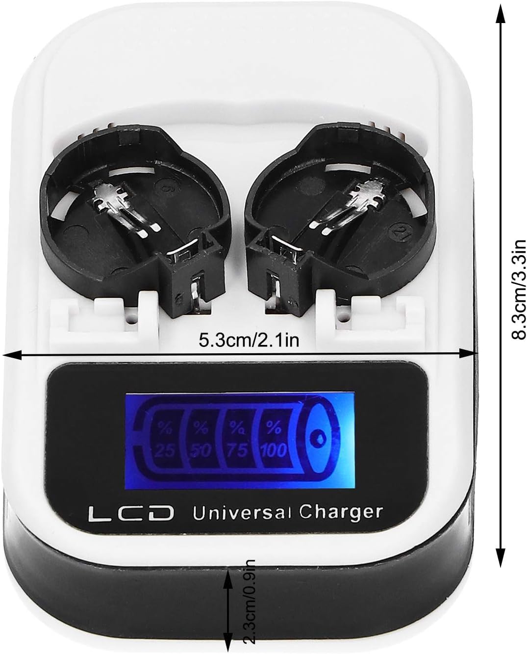 BenjiPower Rechargeable Battery Charger with LCD Screen - Includes 2 Button Batteries for LIR2016 LIR2025 LIR2032 ML2016 ML2025 ML2032 CR2032 Lithium Batteries - Perfect for Watches, Key Fobs, Calculators & Electronic Devices