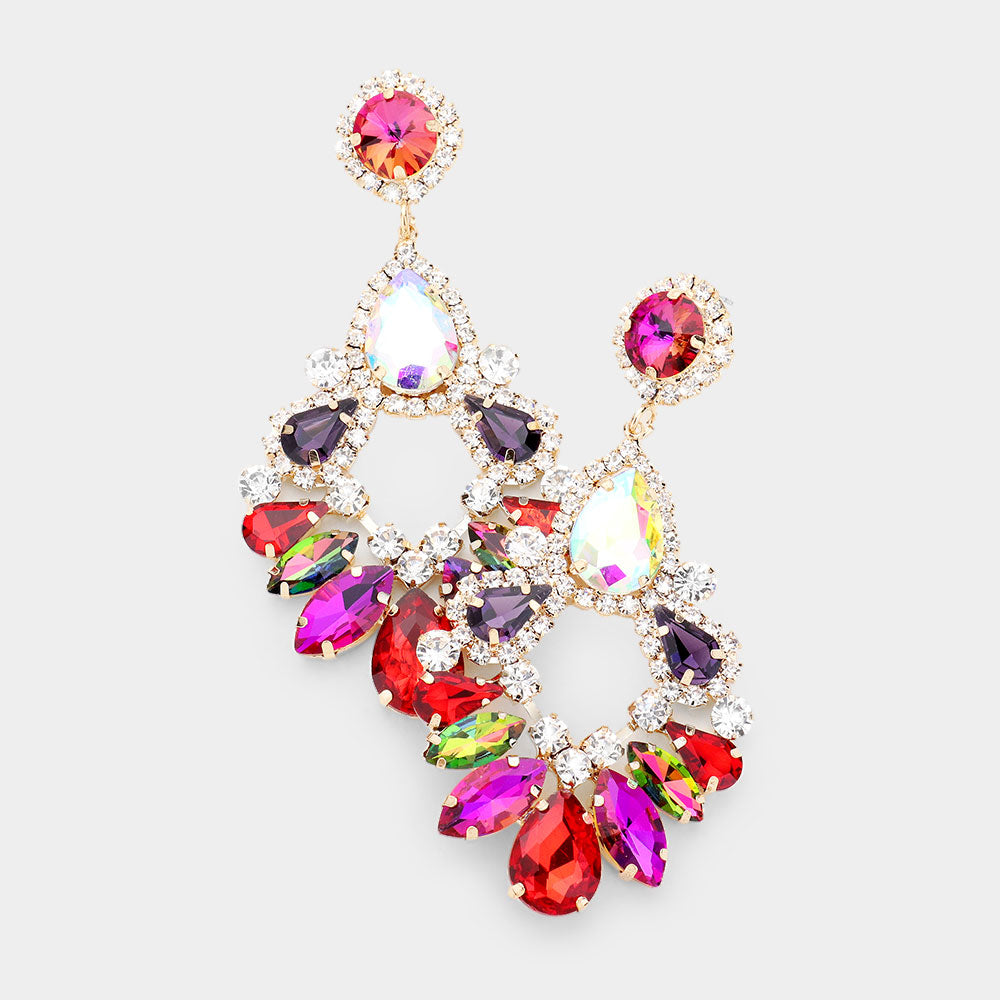 Elegant Multi Crystal Teardrop Chandelier Earrings for Women - Sparkling Statement Jewelry for Parties, Weddings & Special Occasions