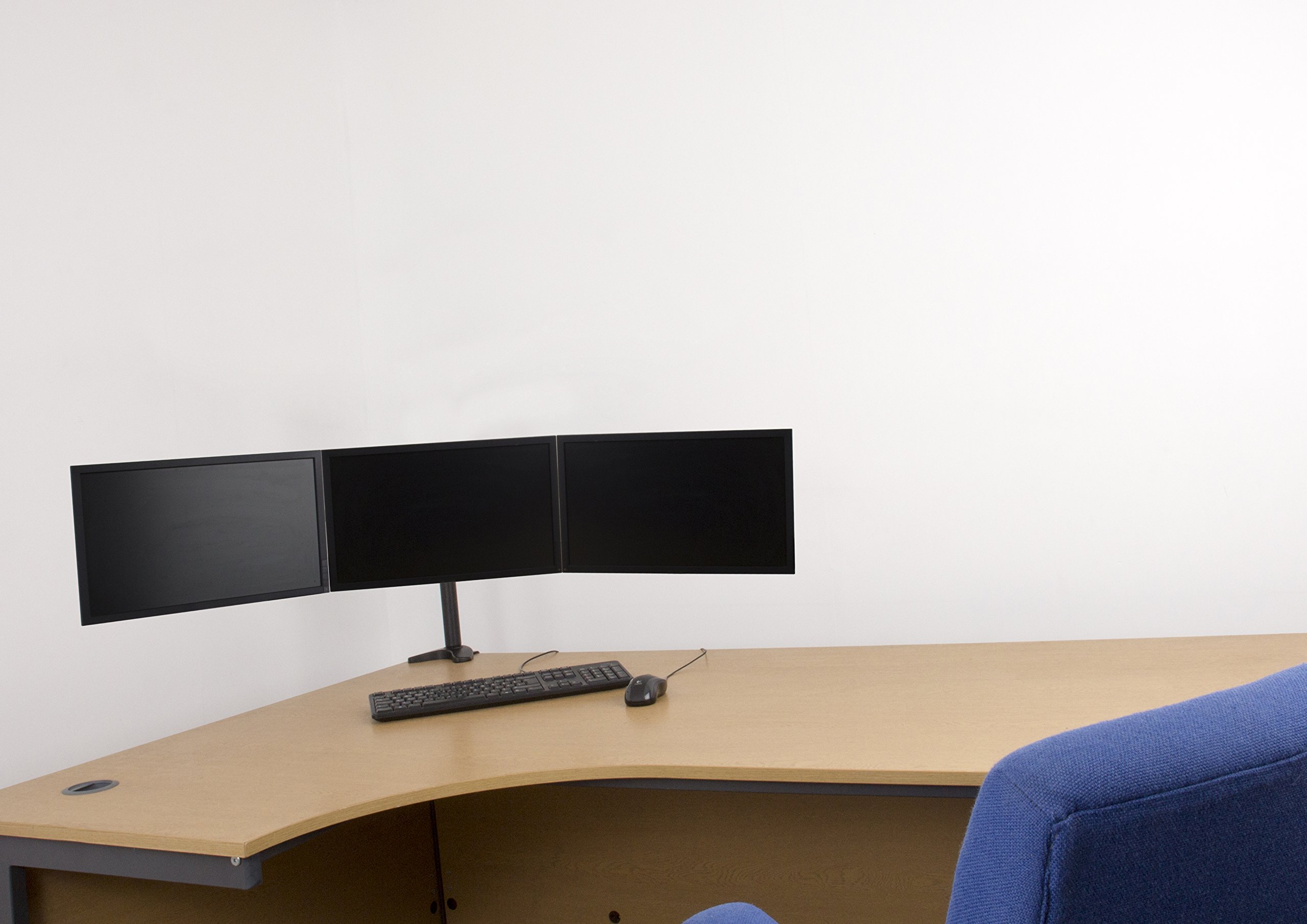 AVF MRC1304-A Triple Monitor Stand - Adjustable Desk Mount for 13 to 27 Inch Screens, Ergonomic Multi-Position Design, Black - Perfect for Home Office, Gaming & Workstation Setup