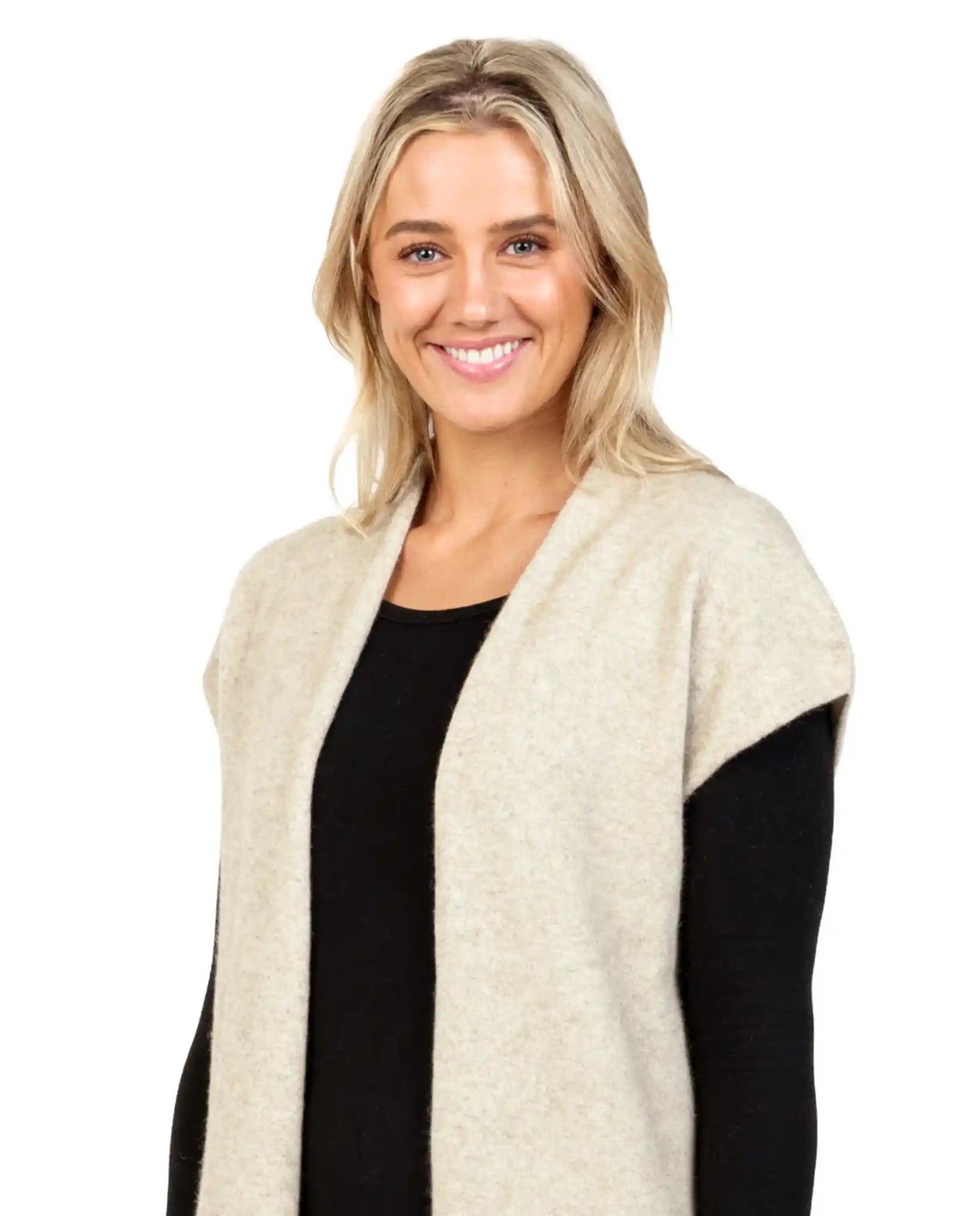 Natural Women's Long Vest in Possum Merino Wool - Soft & Warm Winter Layering Piece for Outdoor Activities & Casual Wear - NB890