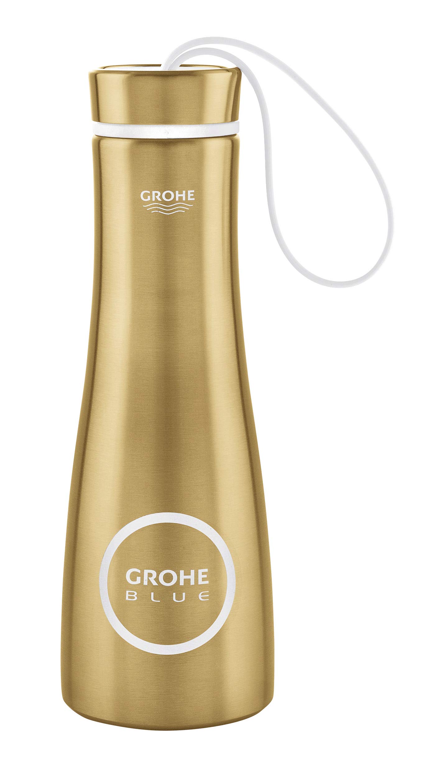 GROHE 40848GN0 Blue Thermal Water Bottle - Insulated Stainless Steel, Cool Sunrise Brushed Finish, Keeps Drinks Hot/Cold for Hours - Perfect for Travel, Gym, Hiking & Outdoor Activities