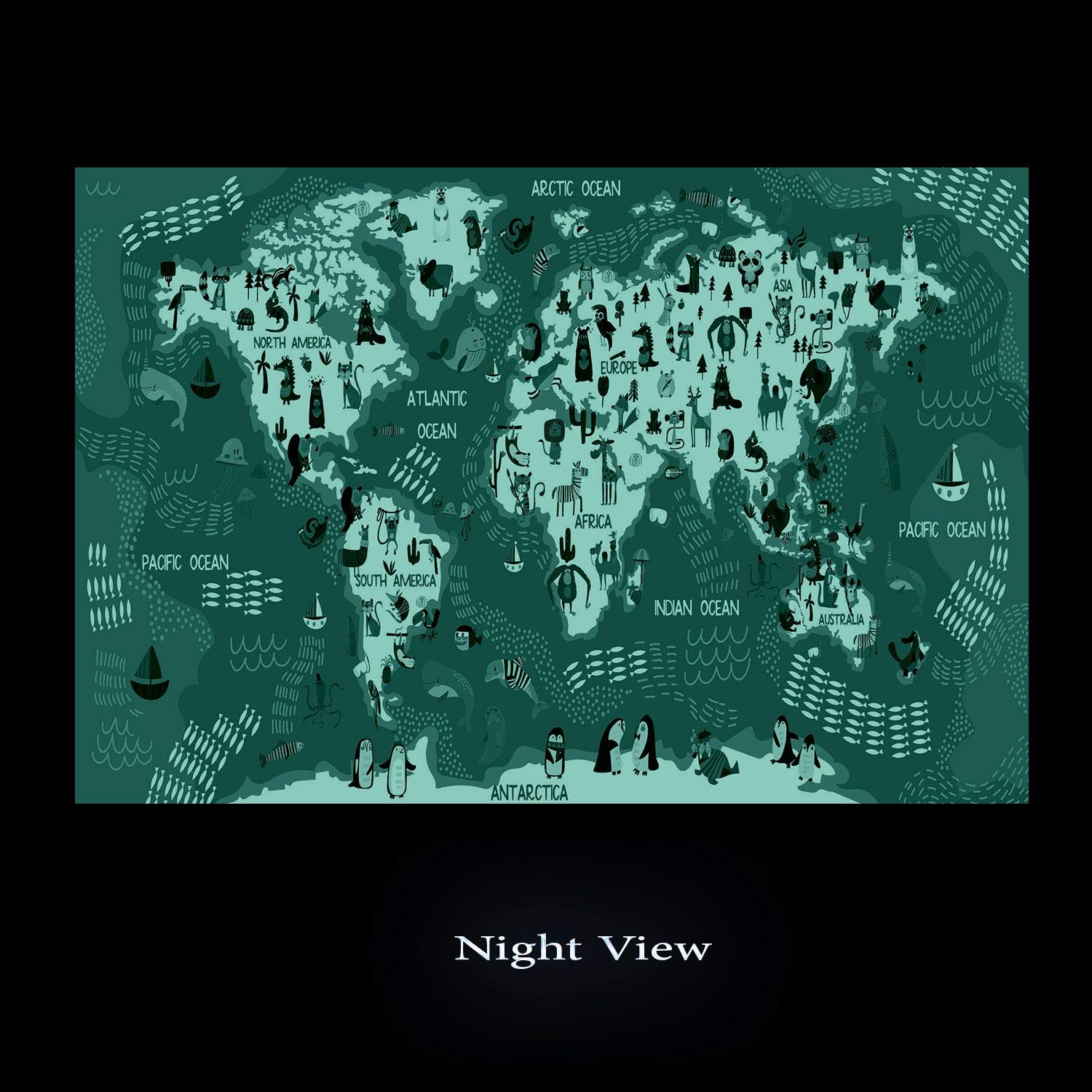 Startonight Penguin Map Mural Wall Art - 100