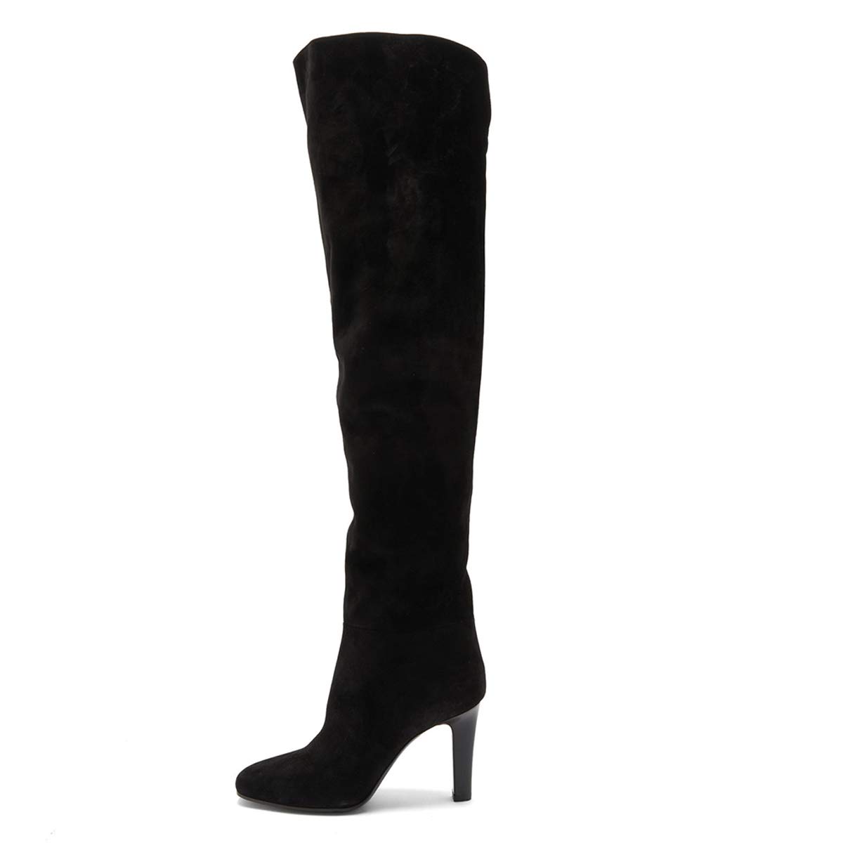 FSJ Women's Over The Knee Boots - Comfortable Wrinkled Cutout High Heels, Chunky Square Toe Pull On Booties for Office & Party (US Size 4-15) | Perfect for Work, Date Night & Winter Fashion
