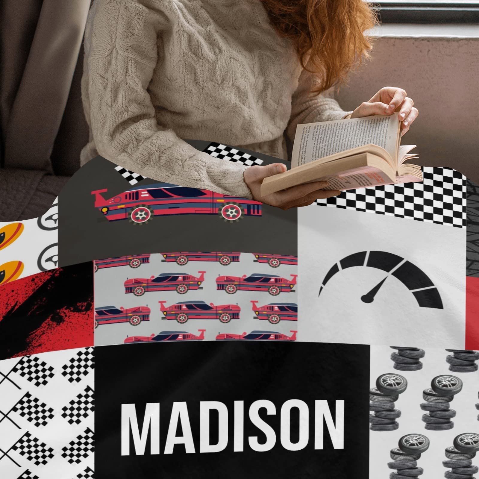 Personalized Deven Race Car Throw Blanket - Custom Name Blanket for Women, Men & Kids - 50x60 Inch Soft Fleece Blanket for Bed, Couch & Gifts - Perfect for Birthday Presents, Nursery Decor & Cozy Movie Nights