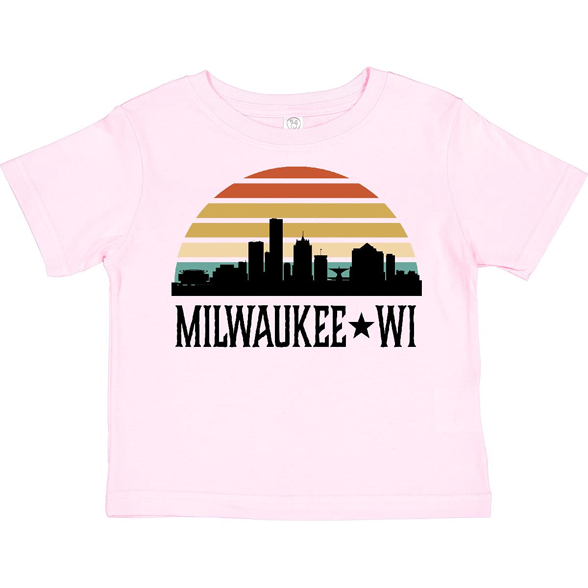 Inktastic Milwaukee Wisconsin Skyline Retro Sunset Toddler T-Shirt - Cute Graphic Tee for Boys & Girls - Perfect for Casual Wear, Daycare & Family Outings