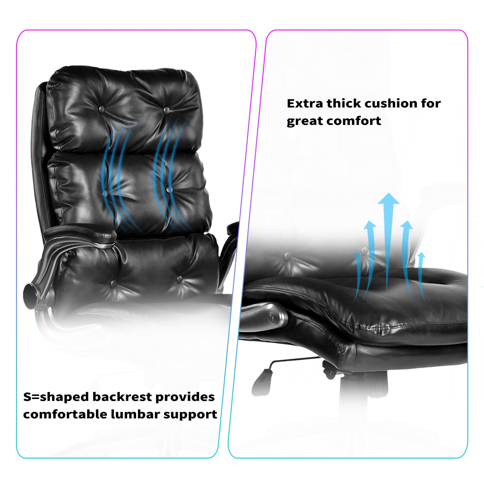 Premium Ergonomic High Back PU Leather Executive Office Chair - Flip-Up Armrests, Height Adjustable, 360° Swivel & Wheels - Perfect for Home Office, Gaming & Computer Workstations