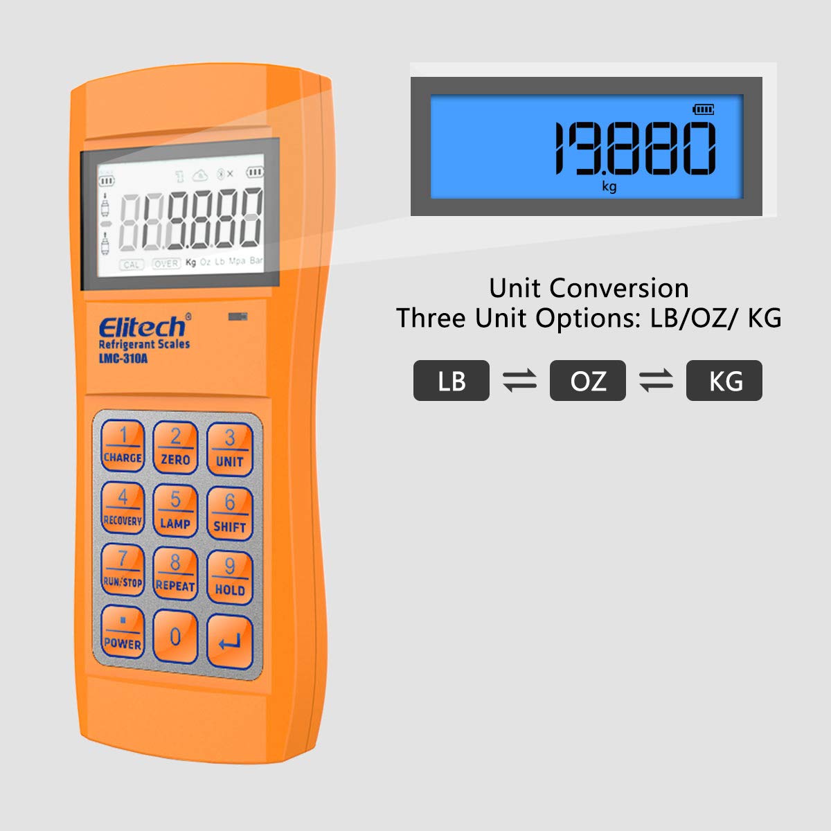 Elitech LMC-310A Wireless HVAC Refrigerant Scale - 330lbs Digital Freon Weighing Device with Remote Control & Auto Open/Stop Charging Valve | Perfect for AC Repair, Refrigerant Recovery & HVAC Maintenance