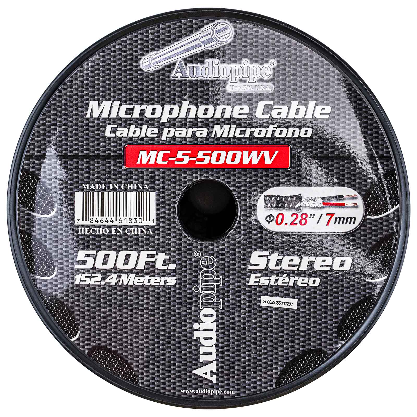 500 Ft Professional Microphone Cable with Durable Woven Jacket - XLR Balanced Audio Cable for Studio Recording, Live Performances & DJ Equipment (MC 5 500WV)
