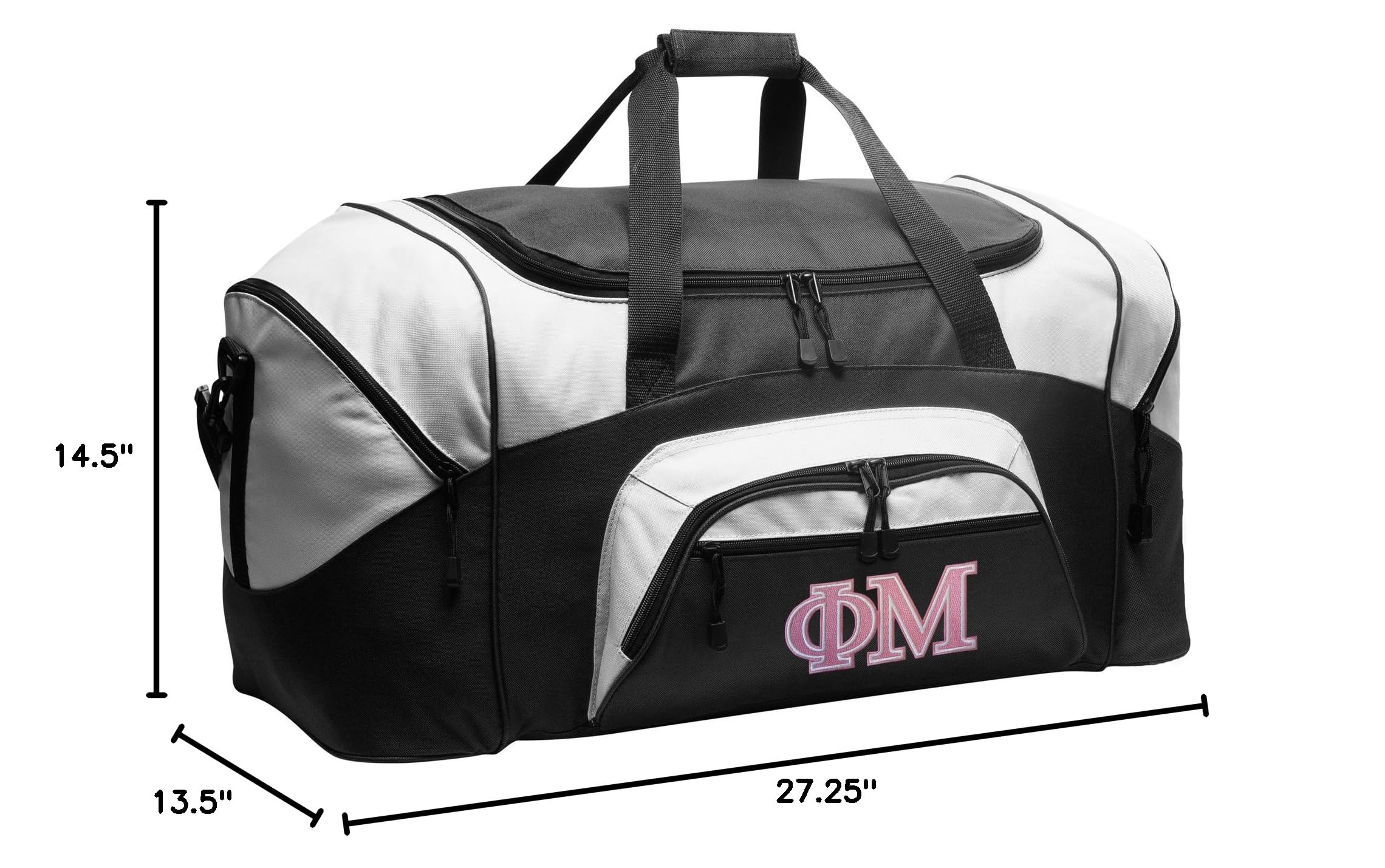 Phi Mu Sorority Large Duffel Bag - Stylish Gym Bag & Travel Carry-On for College, Workout, Sports & Weekend Trips - Perfect Gift for Women & Men