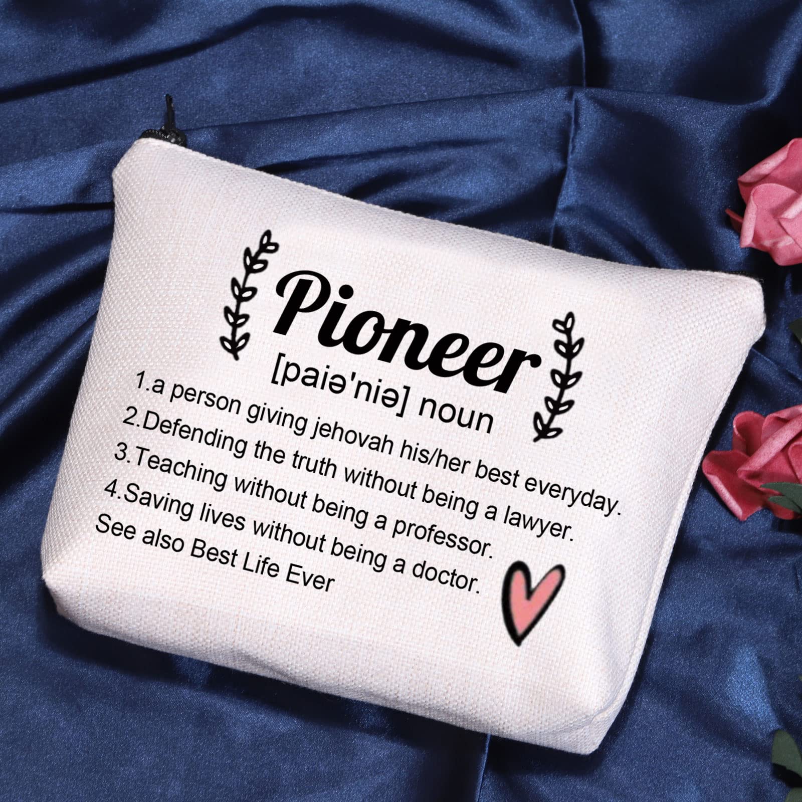 POFULL Pioneer Definition JW Gift - Best Life Pioneer Gift for Jehovah's Witnesses & Pioneers - Premium Makeup Bag (Ideal for Ministry, Travel & Daily Use)