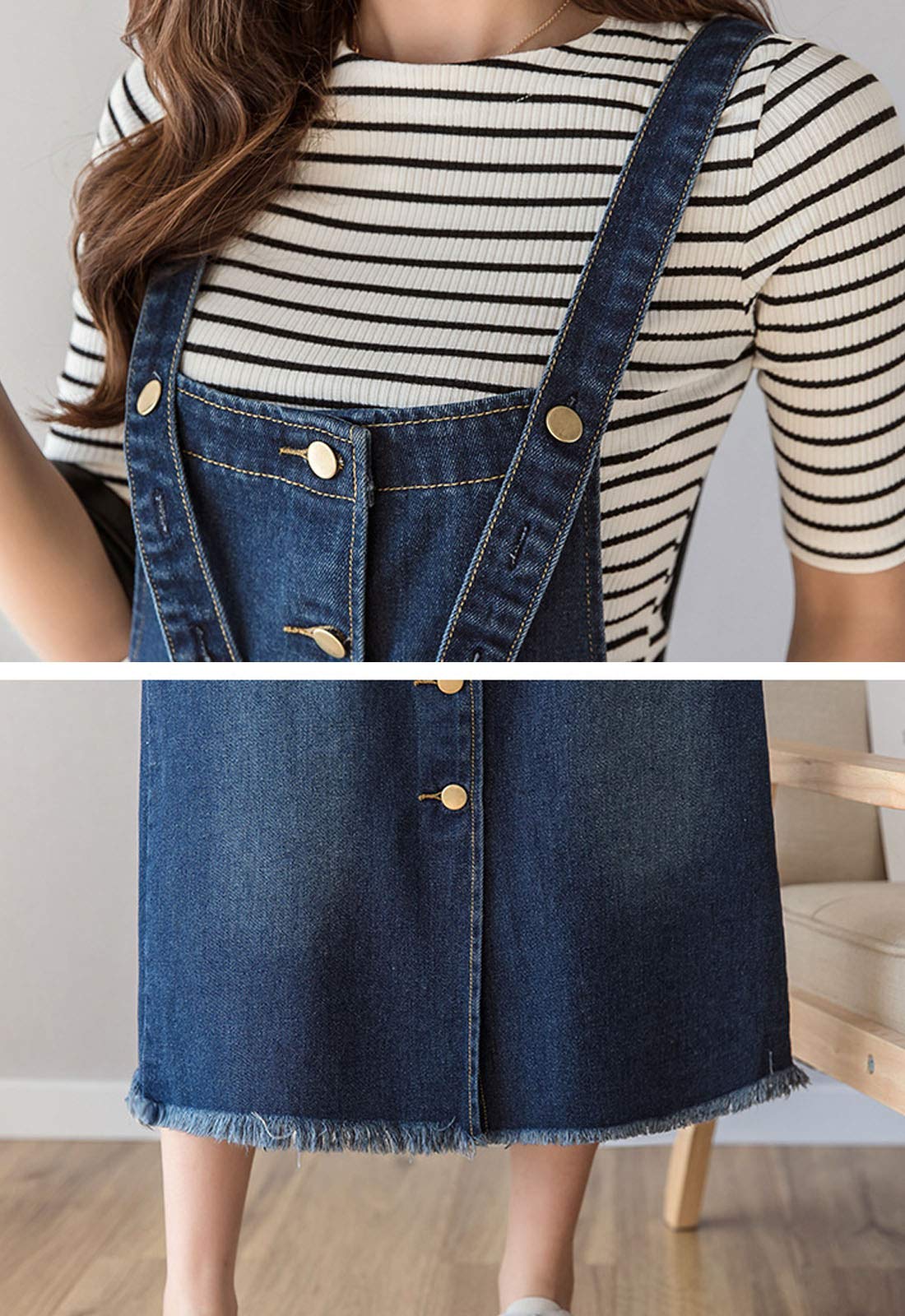 Flygo Women's Button Front Midi Long Denim Jumpsuit Overalls - Casual Pinafore Dress Skirt for Spring Summer Outfits, Streetwear & Boho Fashion