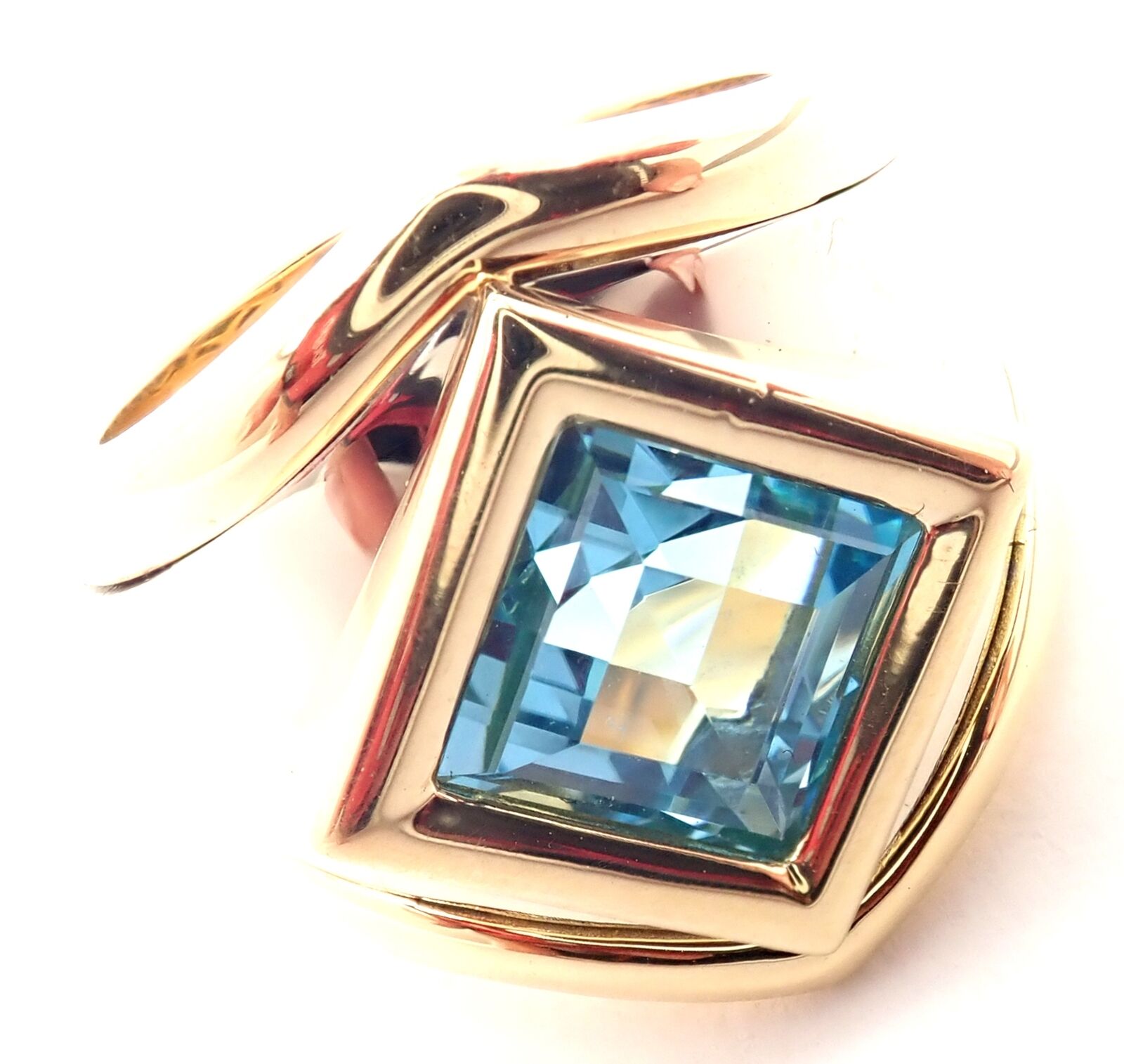 Authentic Marina B 18k Yellow & White Gold Large Blue Topaz Ring - Elegant Statement Jewelry for Weddings, Parties & Special Occasions