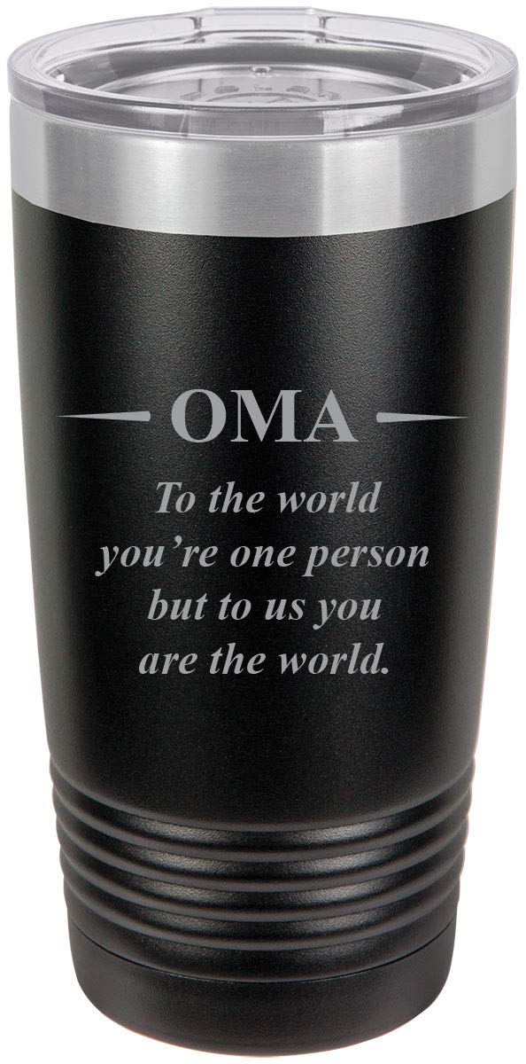 20oz Stainless Steel Engraved Insulated Tumbler - Personalized Travel Coffee Mug with 'To The World You're One Person But To Us You're The World' Quote - Keeps Drinks Hot/Cold for Hours - Perfect for Office, Commuting & Outdoor Adventures