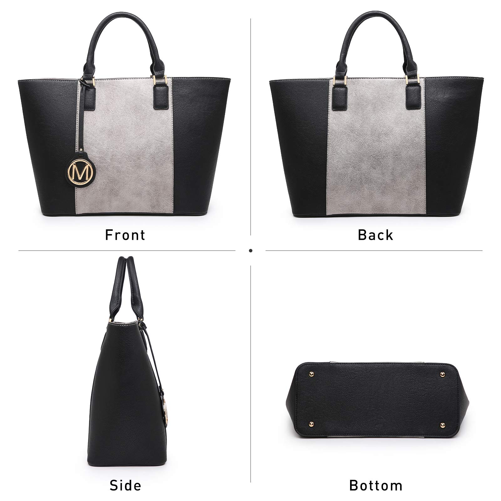 MKP Women's Two-Tone Large Tote Bag with Top Handle - Stylish Satchel Handbag Purse Set of 2 Pieces for Work, Travel & Everyday Use