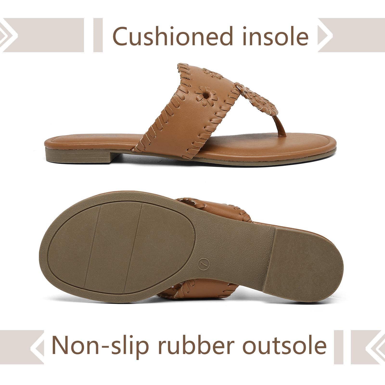 Katliu Women's Flat Sandals - Comfortable Flip Flops & Dressy Thong Sandals for Beach, Pool, and Casual Outfits