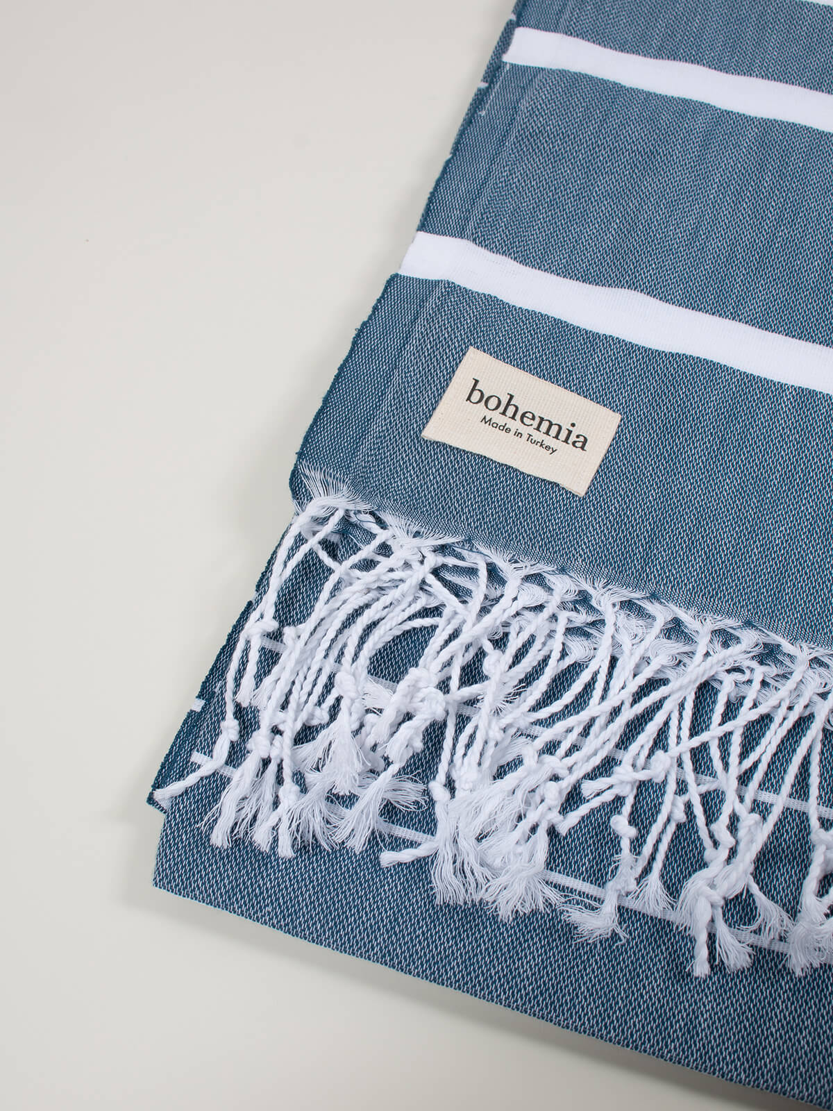 Ibiza Summer Hammam Towel - Premium Cotton Turkish Peshtemal in Indigo Blue | Perfect for Beach, Pool, Yoga & Travel