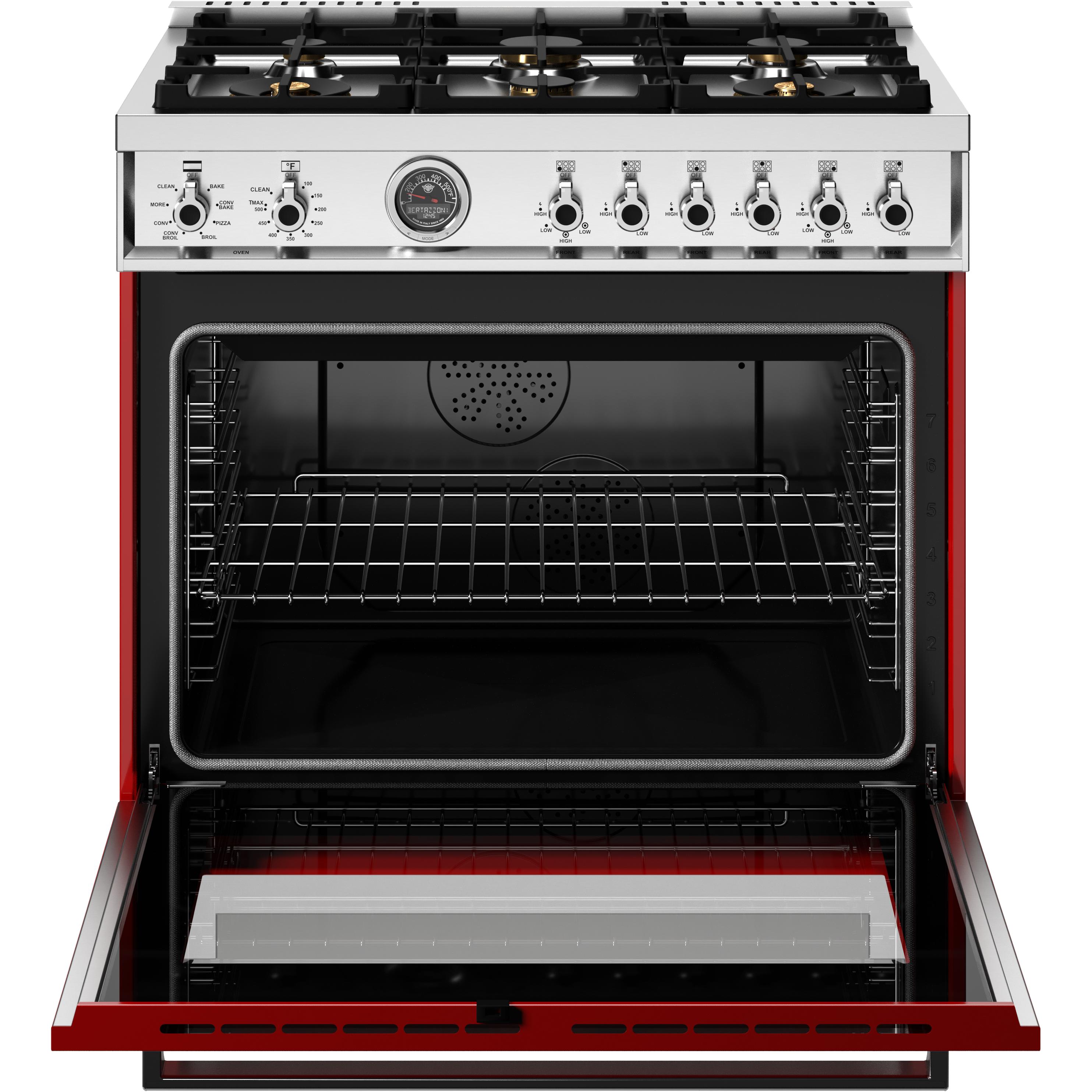 Bertazzoni PRO366BCFEPROT 36-Inch Freestanding Dual Fuel Range - Professional Gas & Electric Oven for Gourmet Cooking & Baking in Modern Kitchens