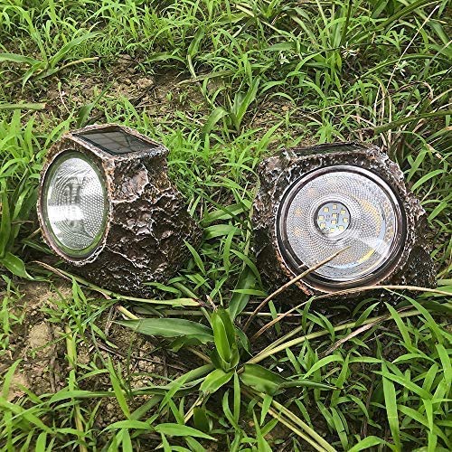 SunKite Solar Powered Rock Lights - 4 Pack 10 LED Waterproof Outdoor Garden Lights for Yard, Patio, Pathway & Driveway | Solar Landscape Spotlights for Garden Decor, Walkway Illumination & Night Safety