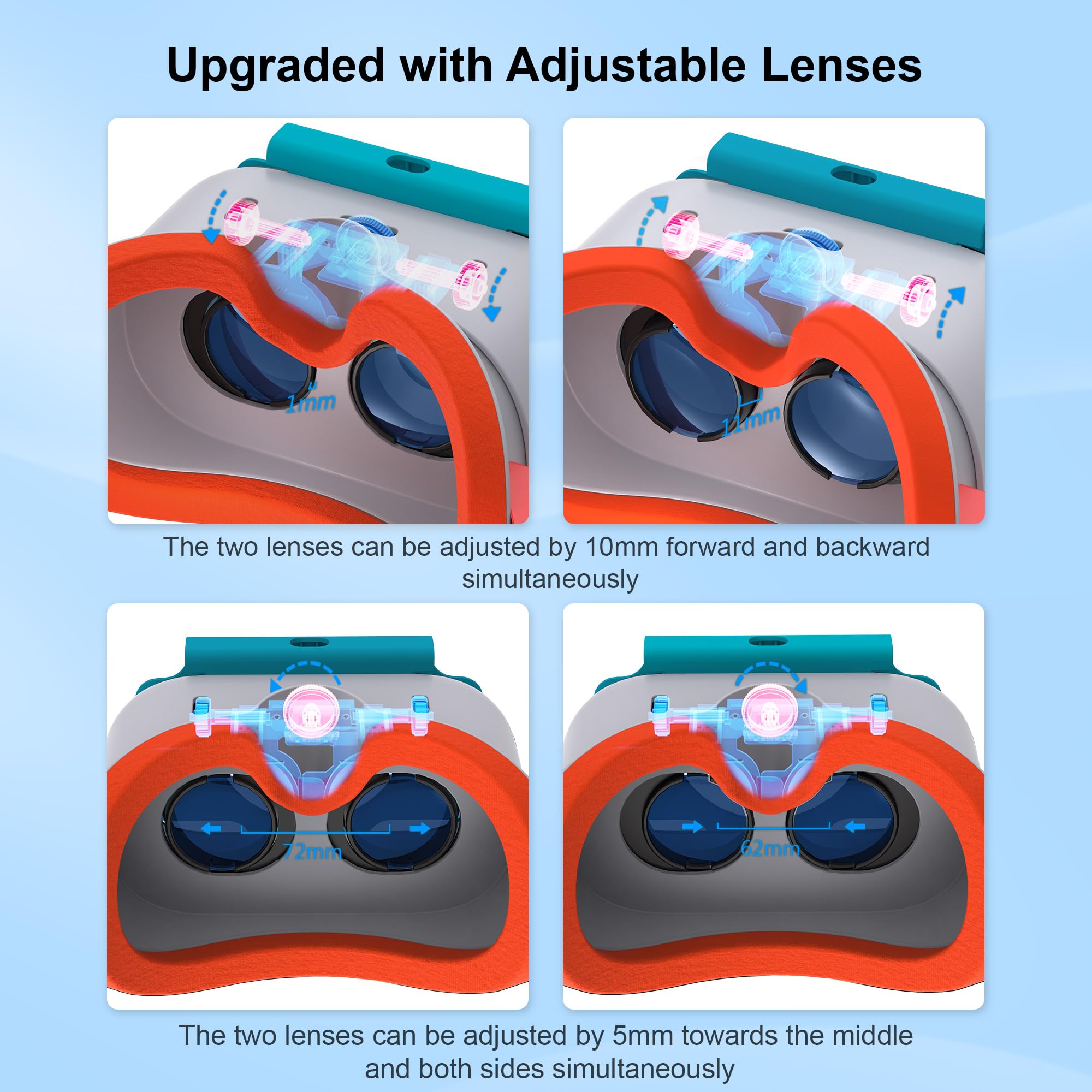 Upgraded VR Headset for Nintendo Switch & Switch OLED - Adjustable HD Lenses & Comfortable Head Strap - Labo VR Kit 3D Goggles for Switch Accessories - Perfect for Gaming, Virtual Reality Experiences & Family Entertainment