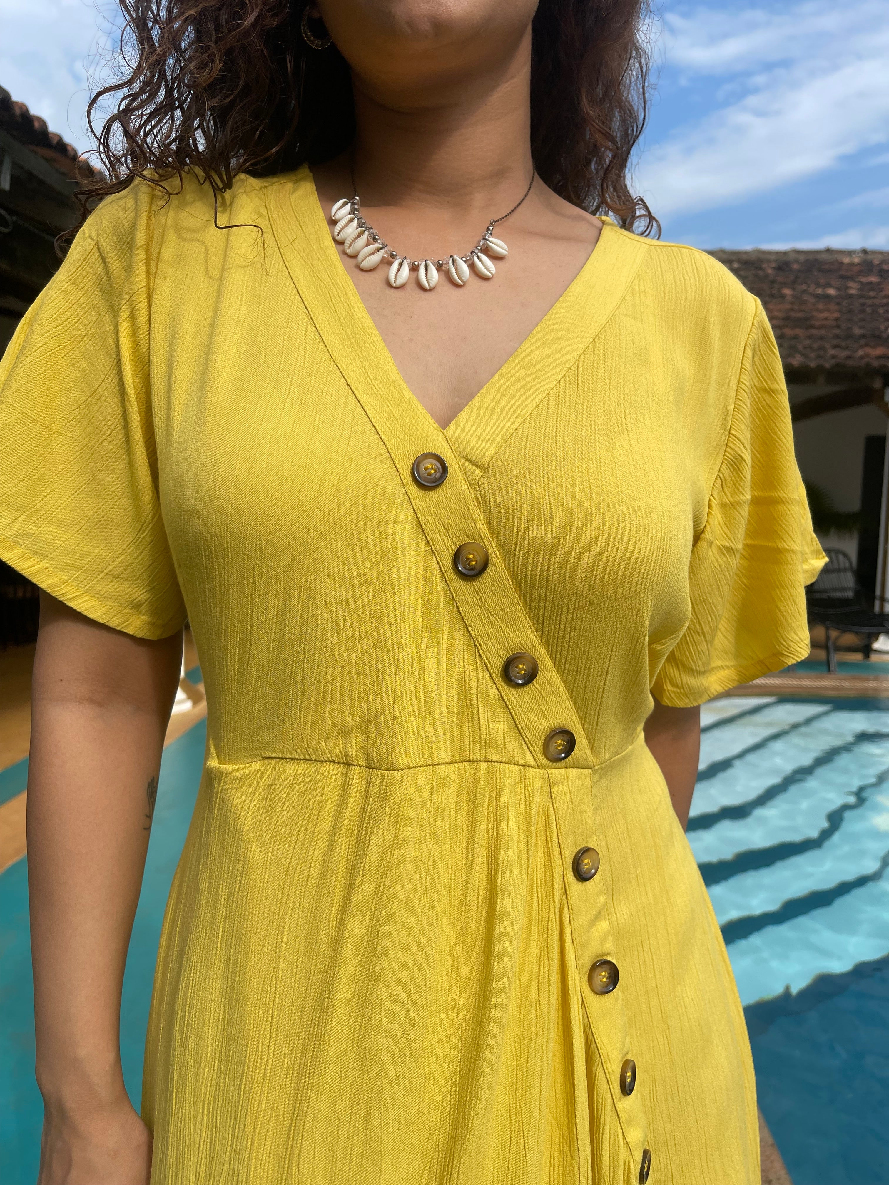 Sunshine Yellow Summer Dress for Women - Flowy Casual Sundress for Beach, Vacation & Outdoor Activities