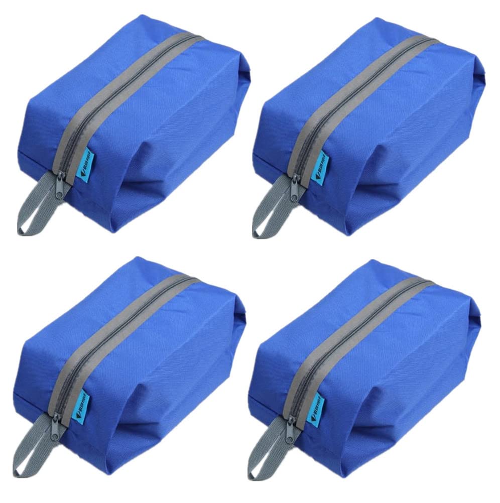 Waterproof & Washable Nylon Shoe Organizer Travel Bags - 4-Pack Blue Storage Bags for Gym, Sports & Outdoor Activities | Perfect for Travel, Camping & Sports Gear Storage