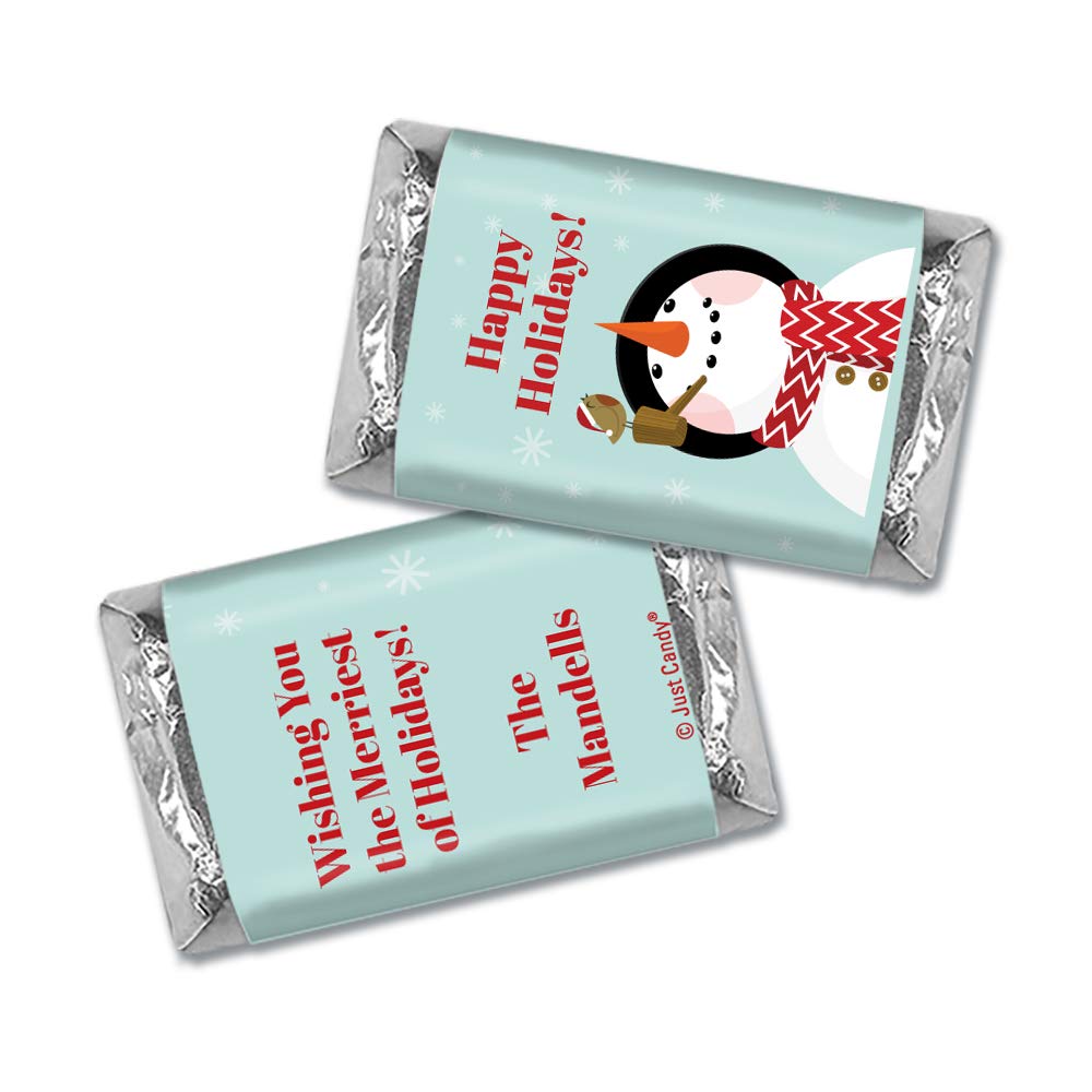75ct Personalized Christmas Snowman Miniature Chocolates - Assorted Krackel, Mr. Goodbar, Milk & Dark Chocolate (75 Count) | Holiday Party Favors, Stocking Stuffers & Gift Baskets