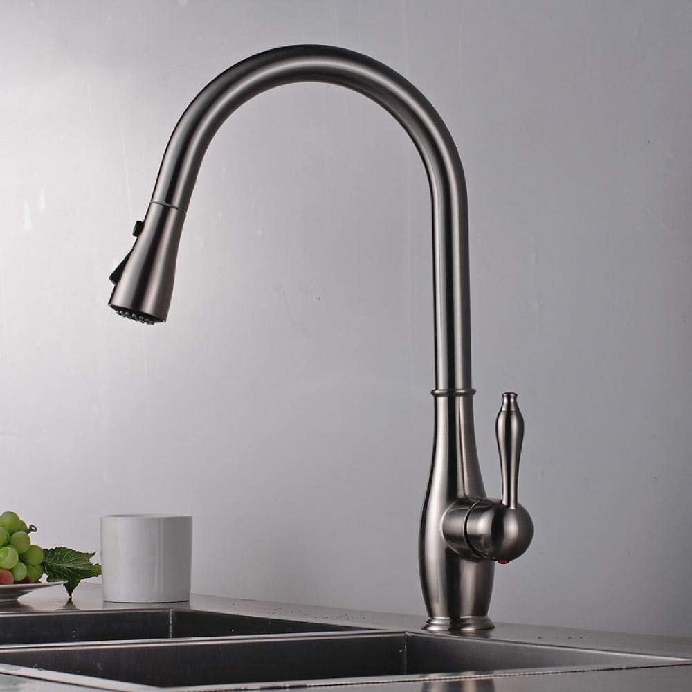 2-Way Pull Out Kitchen Faucet with Swivel Spout - Deck Mounted Mixer Tap for Sink - Perfect for Washing Dishes & Filling Pots