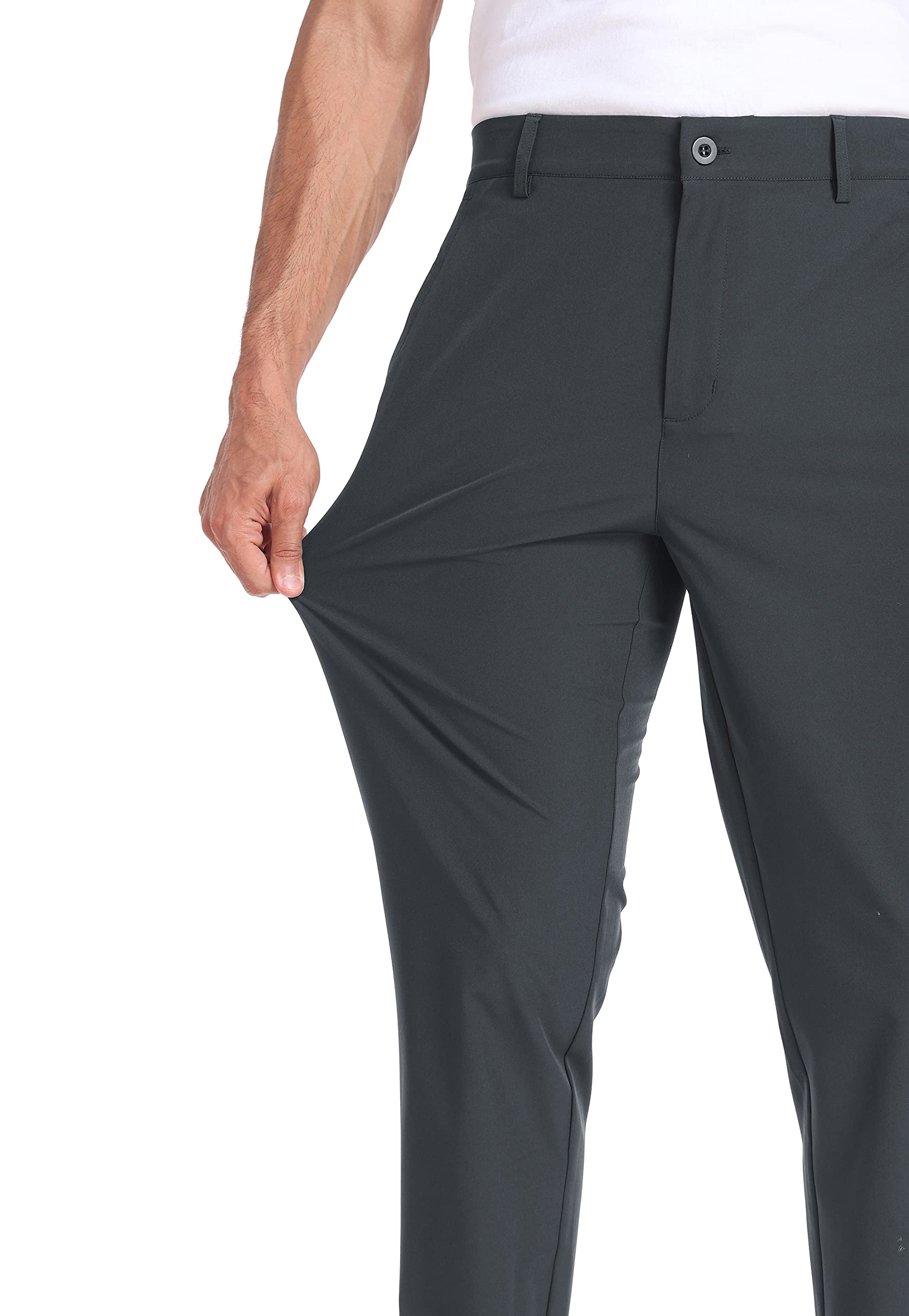 MoFiz Men's Slim Fit Stretch Golf Pants - Quick Dry Lightweight Office Dress Pants with Zip Pockets - Comfortable Casual Workwear for Golf, Business & Outdoor Activities