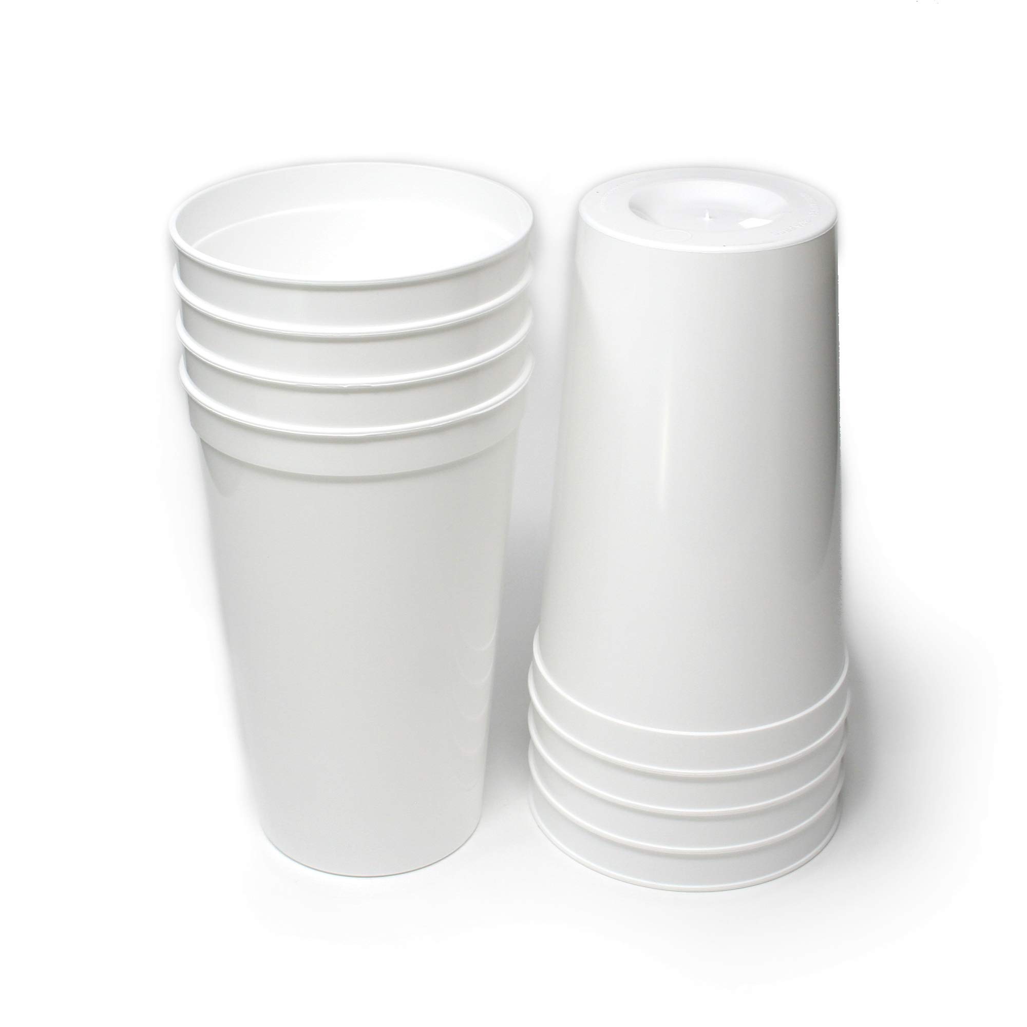 Rolling Sands 22oz Reusable Plastic Stadium Cups - 8 Pack White BPA-Free Dishwasher Safe Tumblers | Made in USA | Perfect for Parties, BBQs, Sports Events & Outdoor Gatherings
