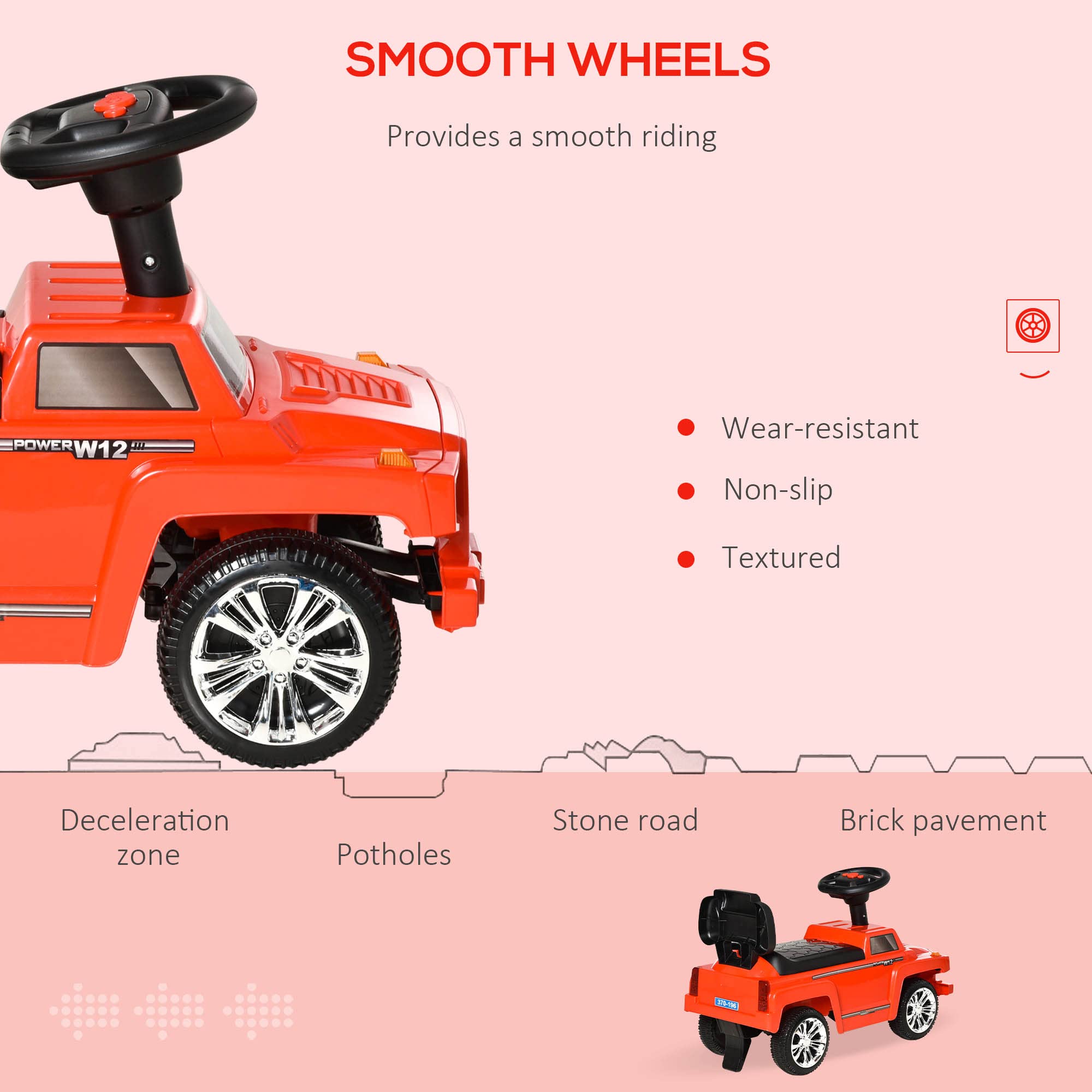 Aosom Kids Ride On Push Car - SUV Style Sliding Walking Toy for Toddlers with Horn, Music, LED Lights, Hidden Storage & Anti-Tip Safety System - Red | Fun Outdoor & Indoor Play Vehicle for Boys & Girls Ages 1-3 Years