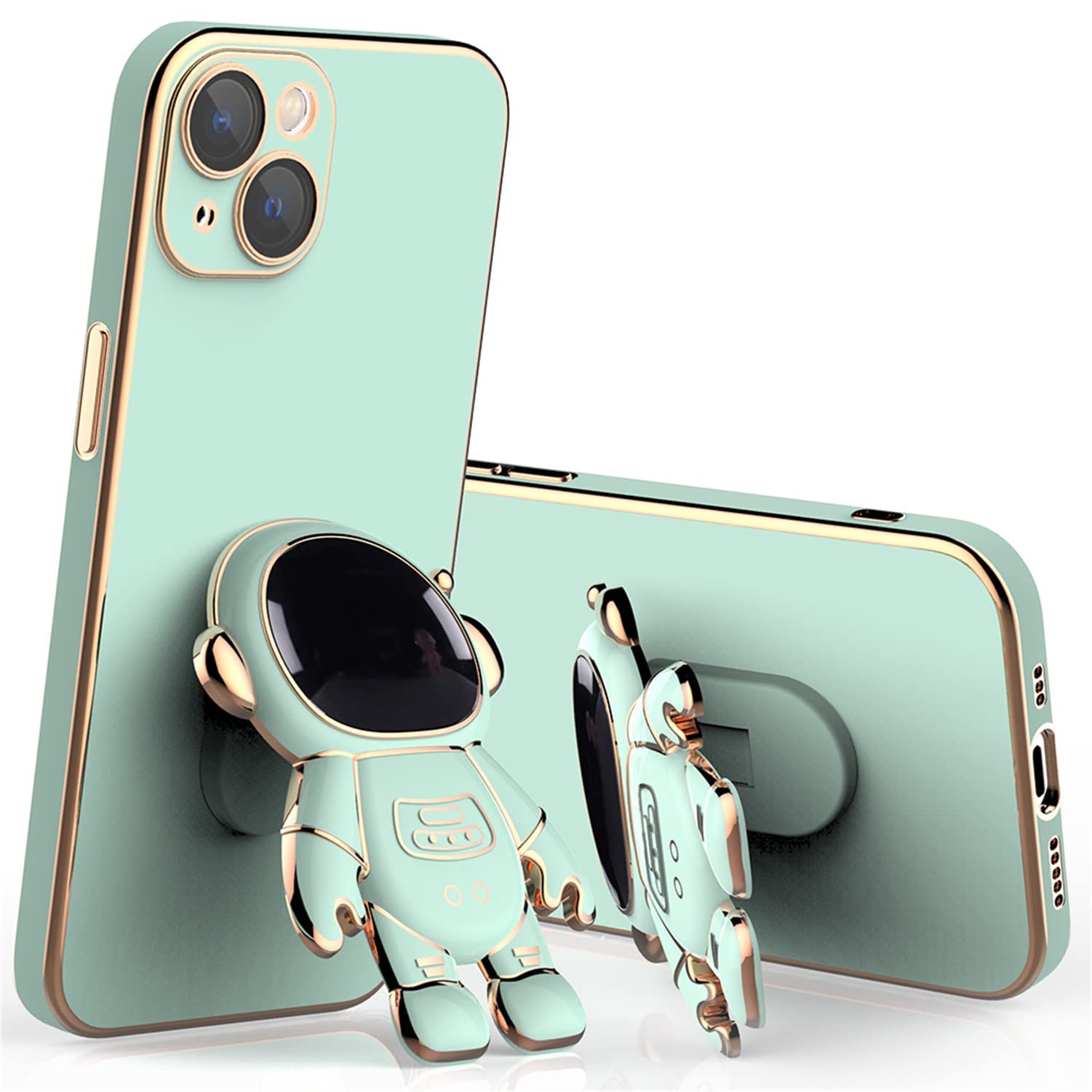 VJQB Astronaut Hidden Stand Phone Case for iPhone 11 Pro Max - Foldable Kickstand Protective Cover (Green) | Perfect for Watching Videos & Hands-Free Calls