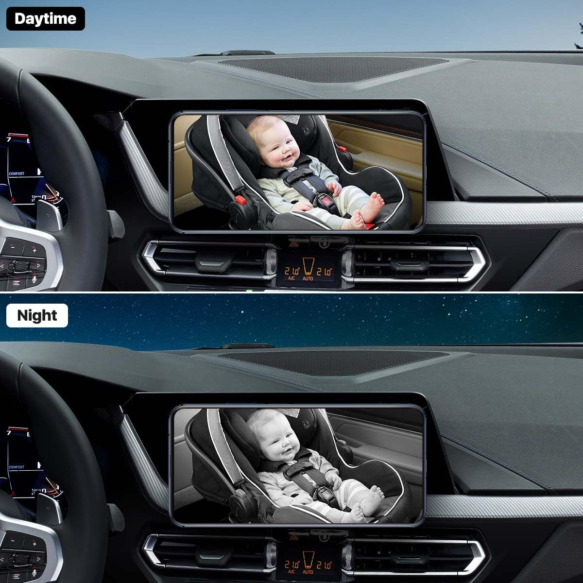 GreenYi WiFi Car Baby Monitor with IR Night Vision - 720P HD Wireless Rear/Front View Camera for Android Head Units, iPhone, iPad & Smartphones - Perfect for Night Driving, Baby Monitoring & Parking Assistance
