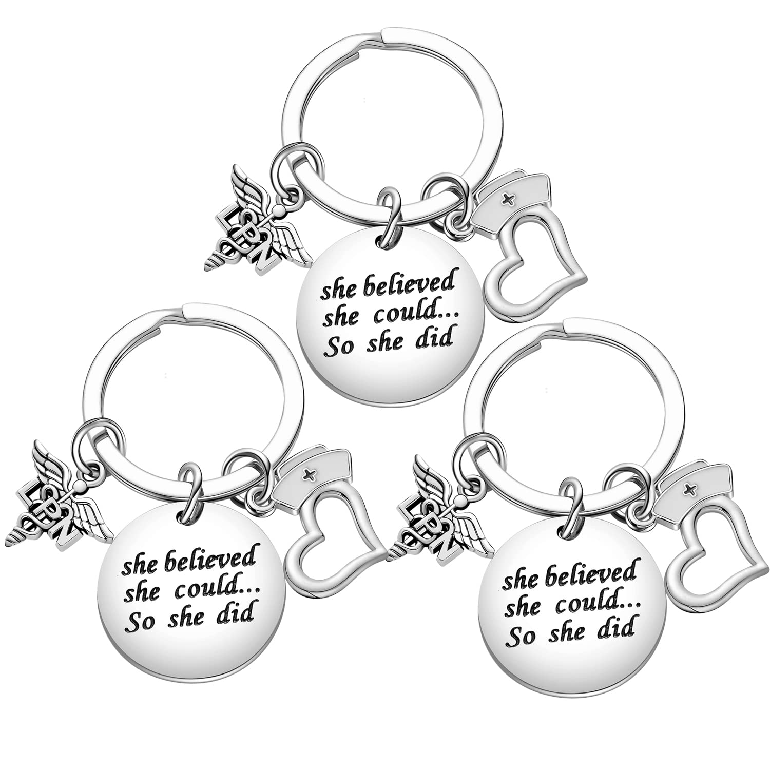 3PCs Inspirational Nurse Keychains - Perfect Nurse Gifts for Women, Graduation Gifts for Nursing Students - Motivational Keyrings for Nurses - Ideal for Work, School, or Daily Inspiration