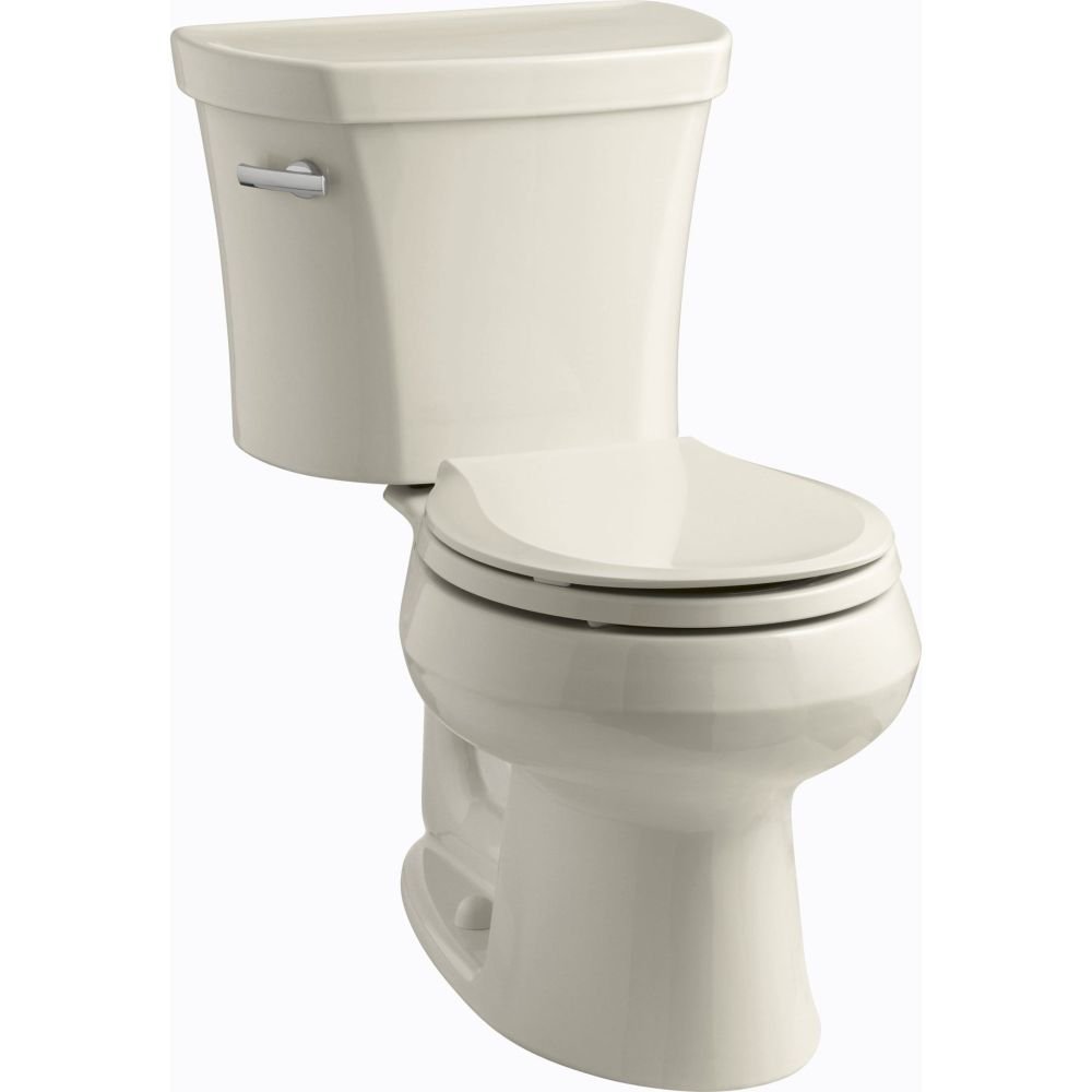 KOHLER 3947-0 Wellworth Two-Piece Round-Front Water Saving Toilet 1.28 GPF, Left-Hand Trip Lever, White - Perfect for Small Bathrooms & Eco-Friendly Homes