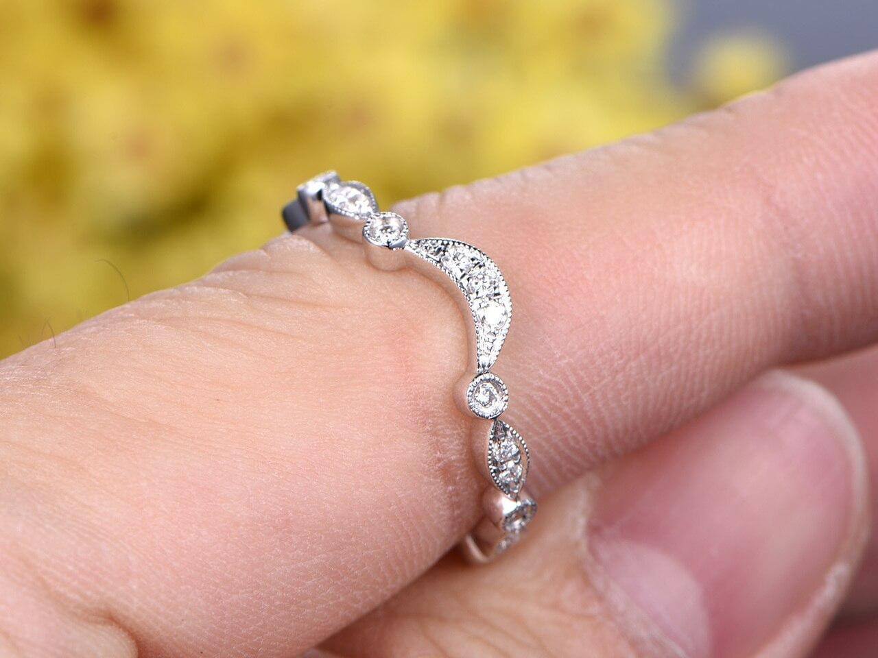 0.50 Carat 10k White Gold Moissanite Wedding Band - Anniversary Ring for Women - Perfect for Engagement, Proposal, Bridal Jewelry & Special Occasions