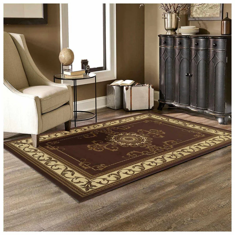 Kensington Traditional Medallion Area Rug - Non-Slip Indoor Runner Rug for Living Room, Bedroom & Hallway