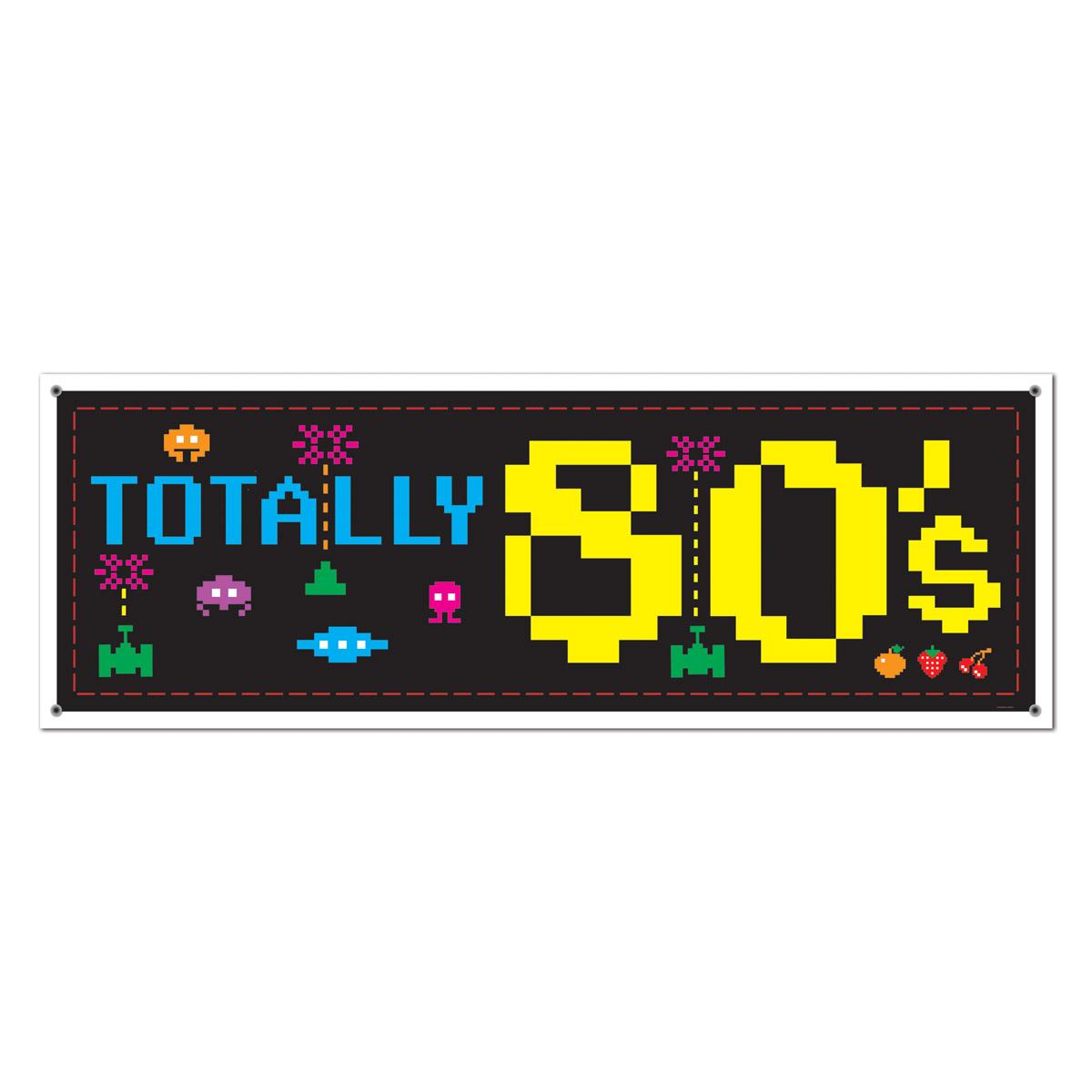 12 Pack Beistle 80's Party Sign Banner - Retro Themed Birthday Decorations for 80s Theme Parties, Halloween & Vintage Celebrations