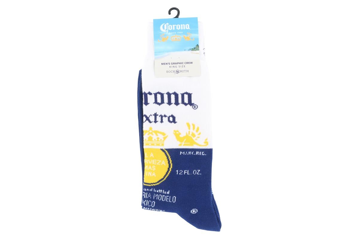 Fun Blue Corona Crew Socks by Socksmith - Comfortable & Stylish for Everyday Wear, Work, and Casual Outfits