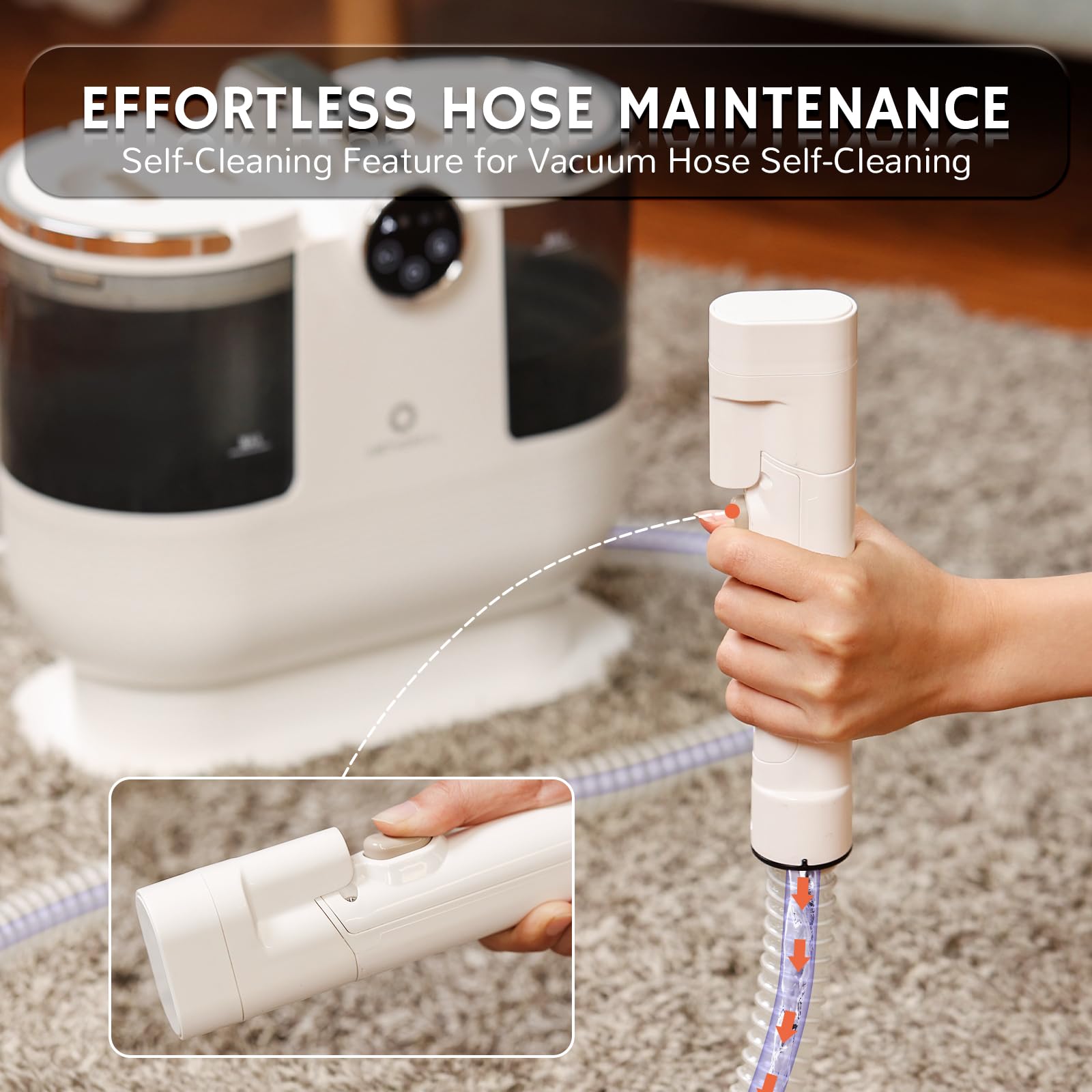 Airthereal Portable Upholstery Spot Cleaner - 14KPa Deep Cleaning Carpet Shampooer with Self-Cleaning & Instant Heating - Pet Hair & Stain Remover for Car Seats, Couches, Stairs - Perfect for Home, Office & Auto Detailing