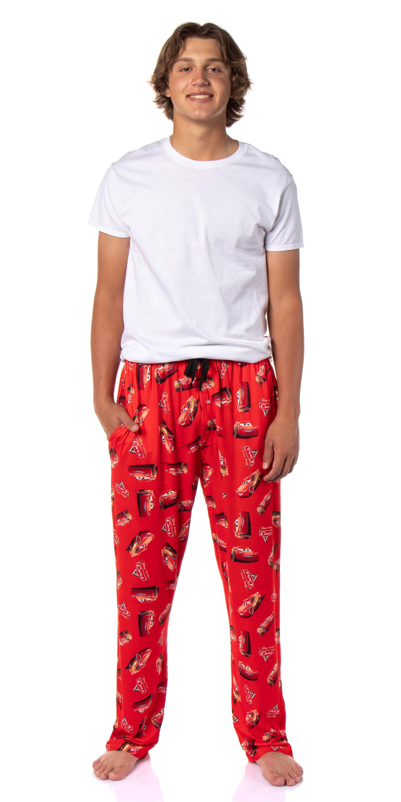 Disney Cars Lightning McQueen Logo AOP Lounge Pajama Pants for Men - Soft Sleepwear for Movie Nights & Relaxing at Home