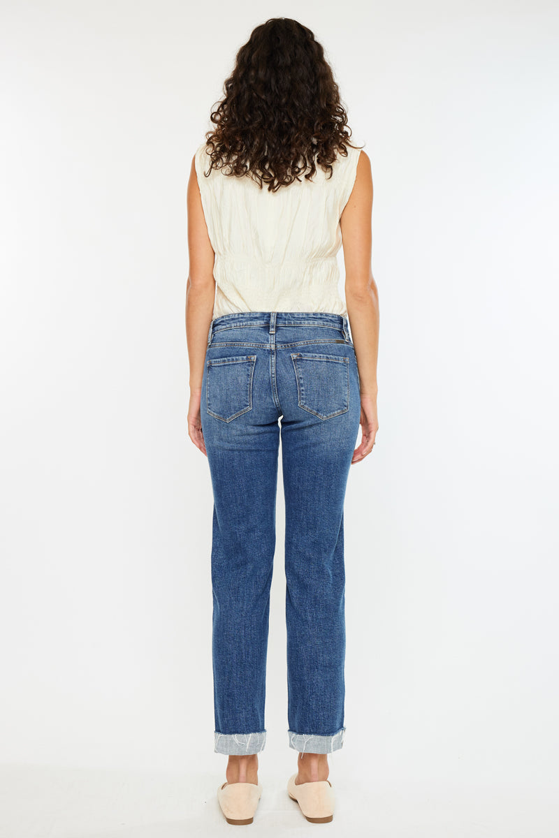 Nina Mid Rise Slim Boyfriend Jeans for Women - Comfortable Stretch Denim Pants - Casual Everyday Wear & Weekend Outfits