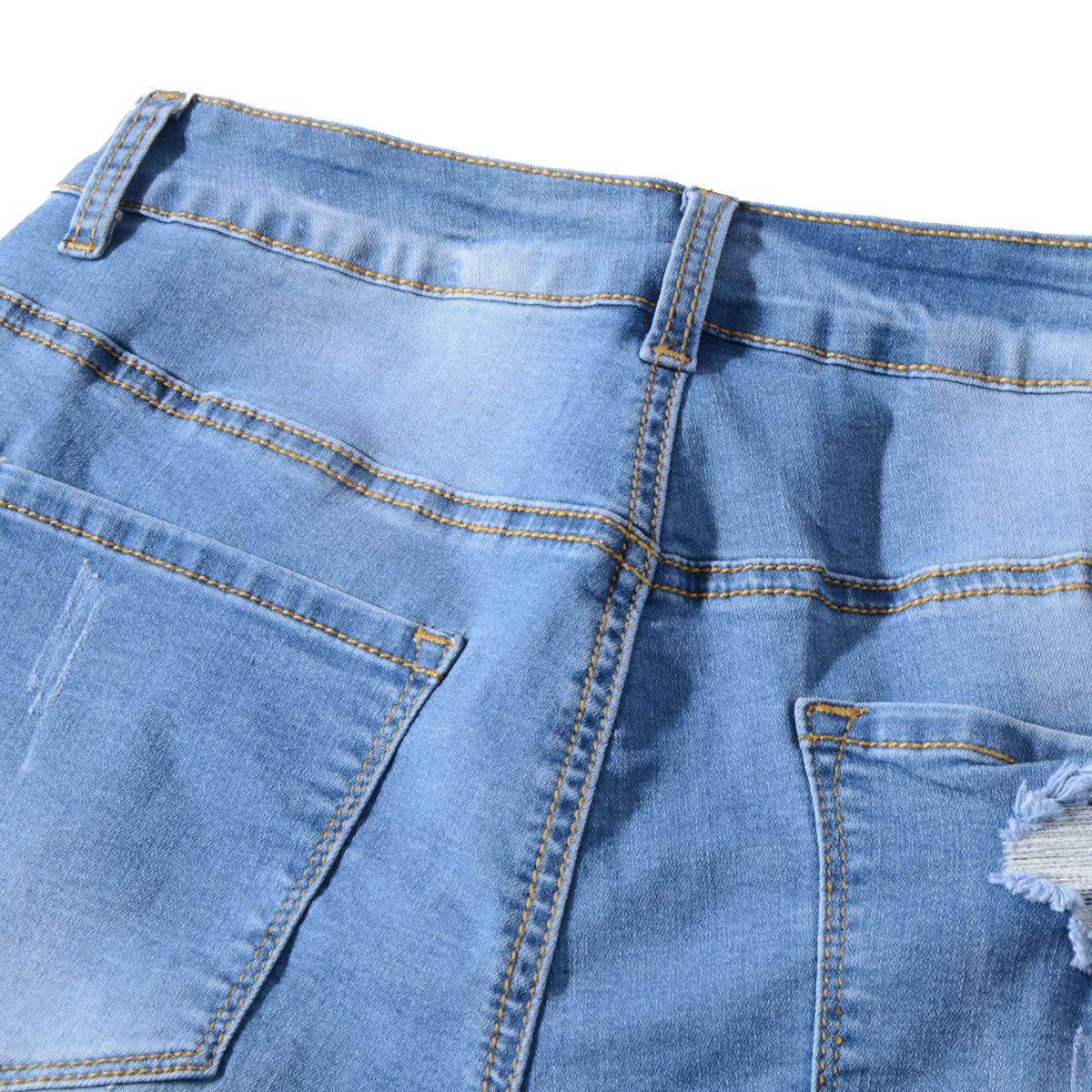 Vanberfia Women's Stretchy Denim Mid Rise Jean Shorts with Pockets - Comfortable Casual Summer Shorts for Beach, Travel & Everyday Wear
