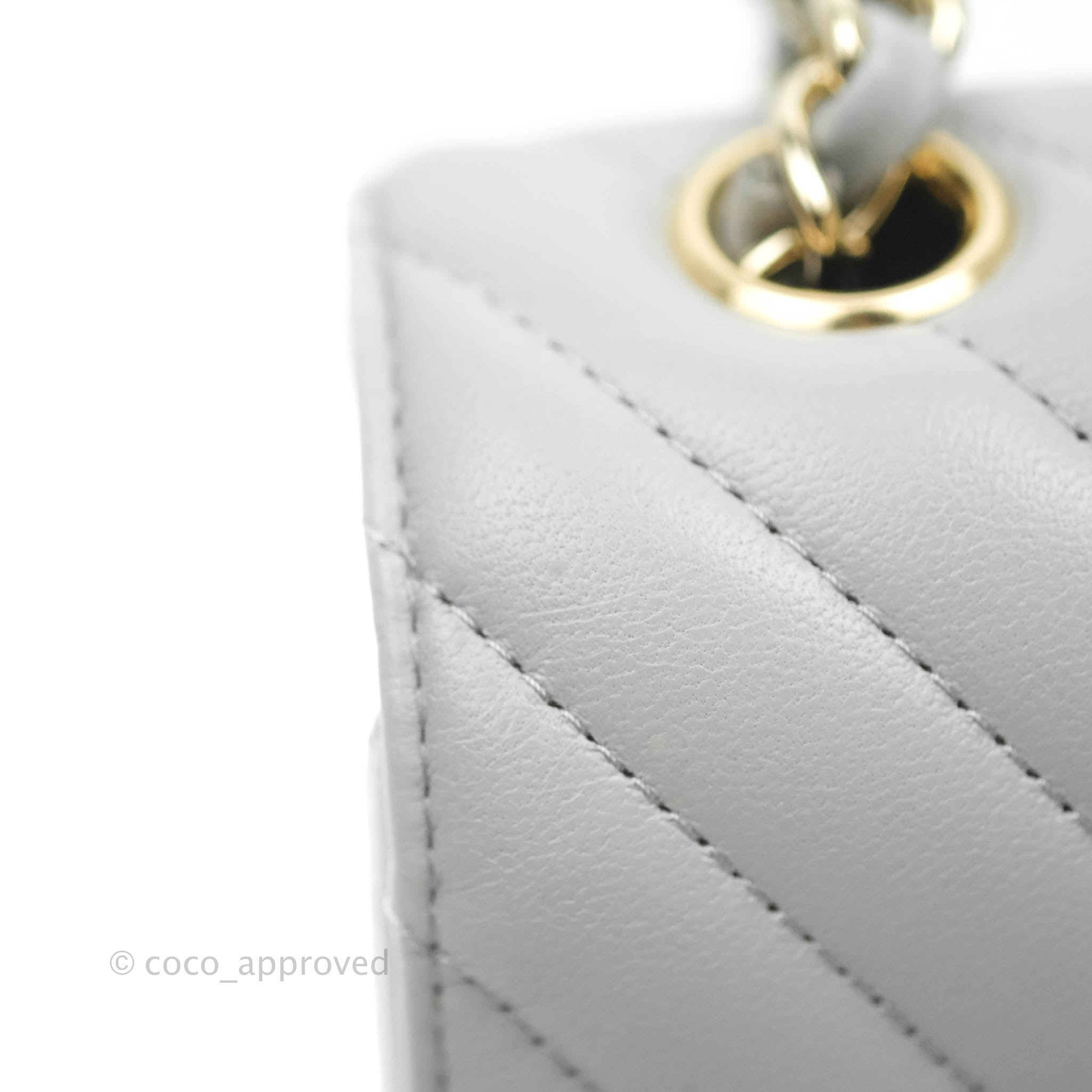 Chanel Chevron Mini Rectangular Flap Bag in Grey Lambskin Leather with Gold Hardware - 20S Collection | Luxury Crossbody Purse for Women, Perfect for Parties & Evening Events