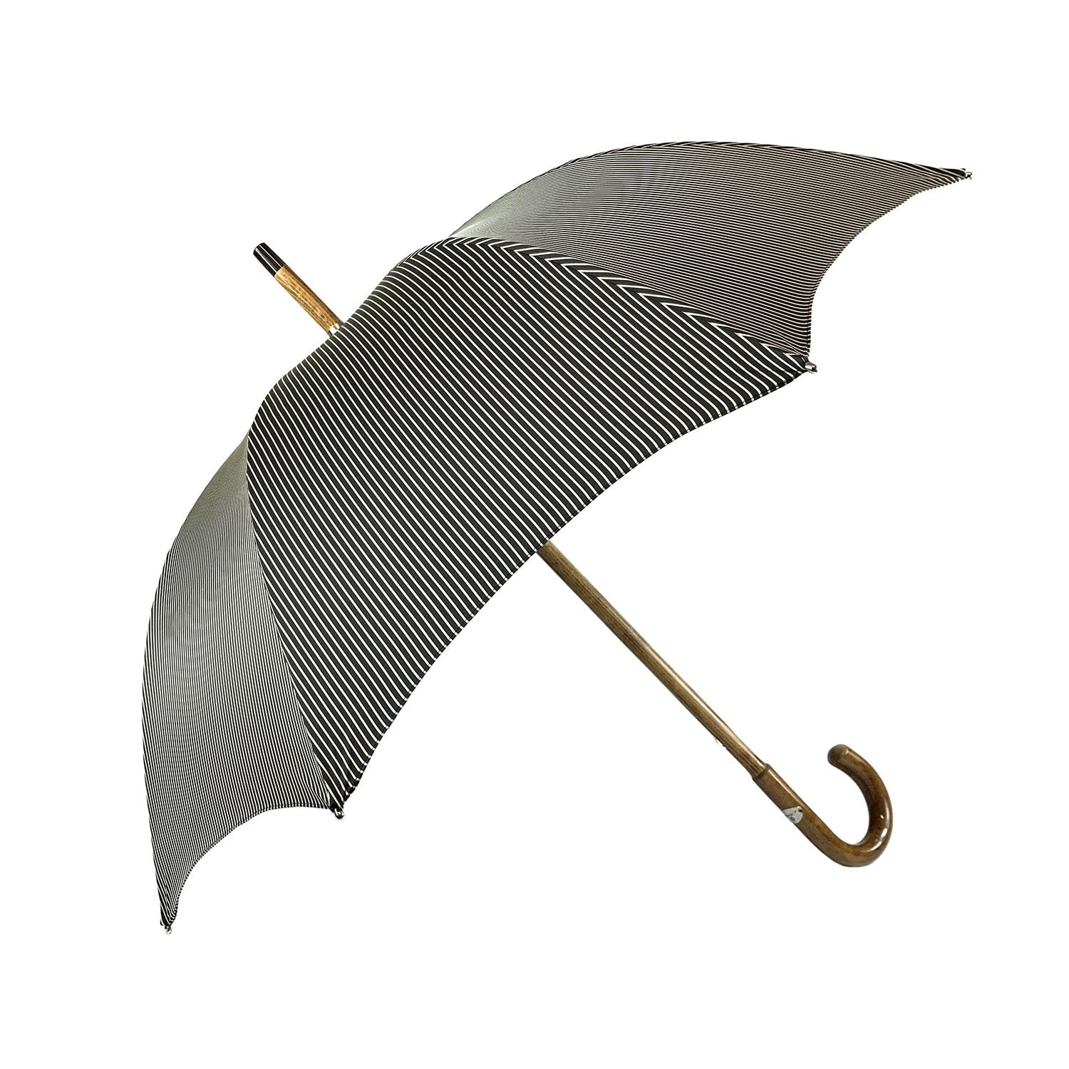 Premium Black & White Umbrella with Handcrafted Malacca Wood Handle - Perfect for Outdoor Events, Weddings, and Rainy Days