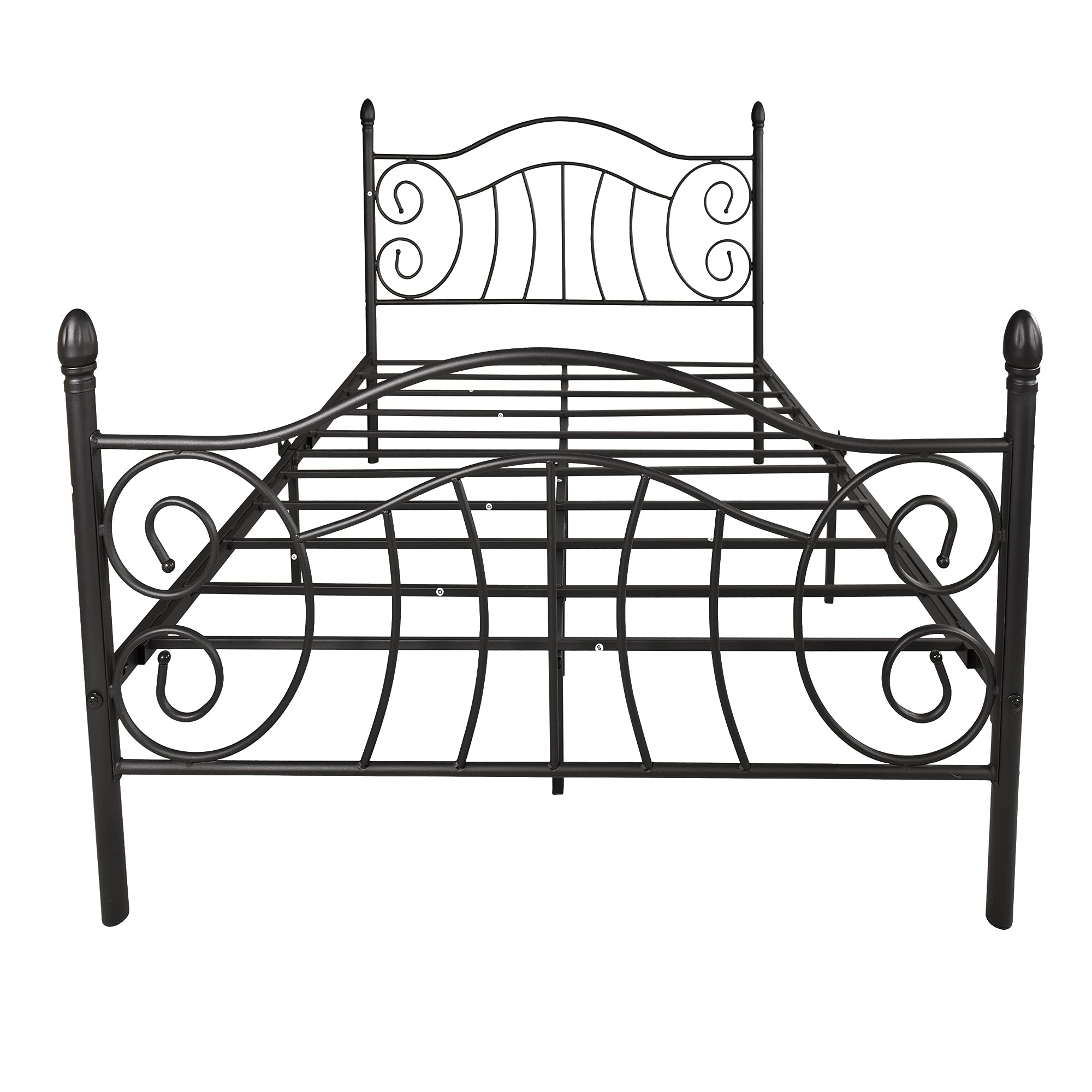 **Full Size Metal Platform Bed Frame with Headboard & Footboard - Heavy Duty Steel Mattress Foundation, Easy Assembly, No Box Spring Needed - Black - Ideal for Master Bedroom, Guest Room, or Dorm**