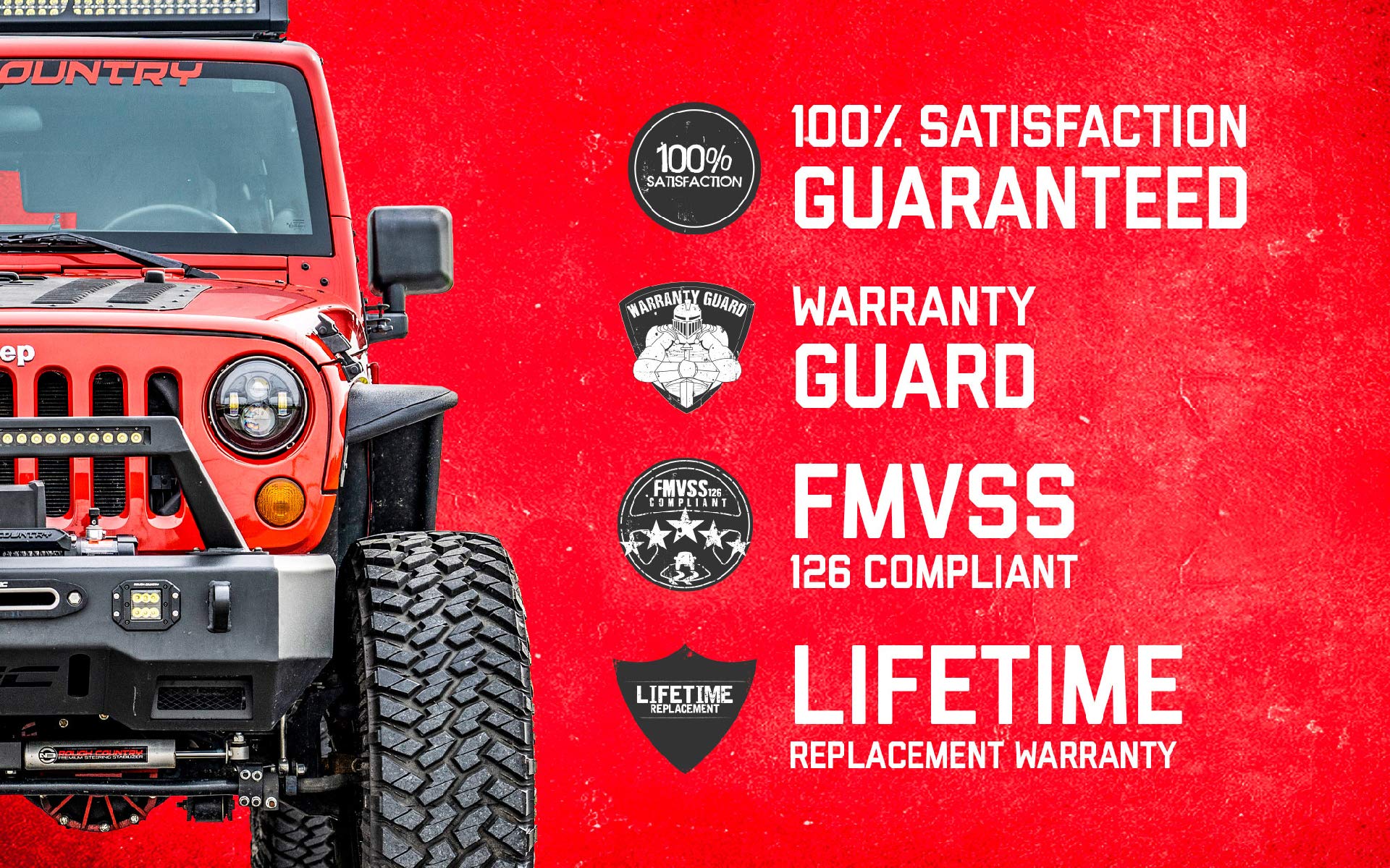 Rough Country Fender Flare Delete Kit for 2007-2018 Jeep Wrangler JK (10538) - Off-Road Accessory for Enhanced Wheel Clearance & Aggressive Look