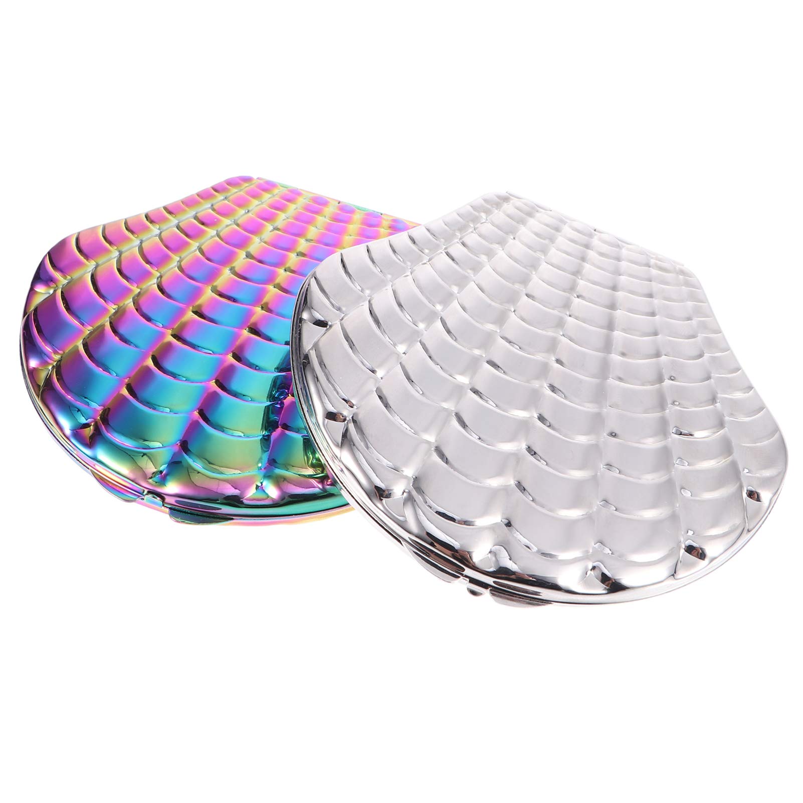 2-Pack Portable Folding Compact Makeup Mirror - Travel Handbag Cosmetic Mirror for Women, Small Pocket Mirror with PU Leather Case - Perfect for Travel, Home, and Office Use
