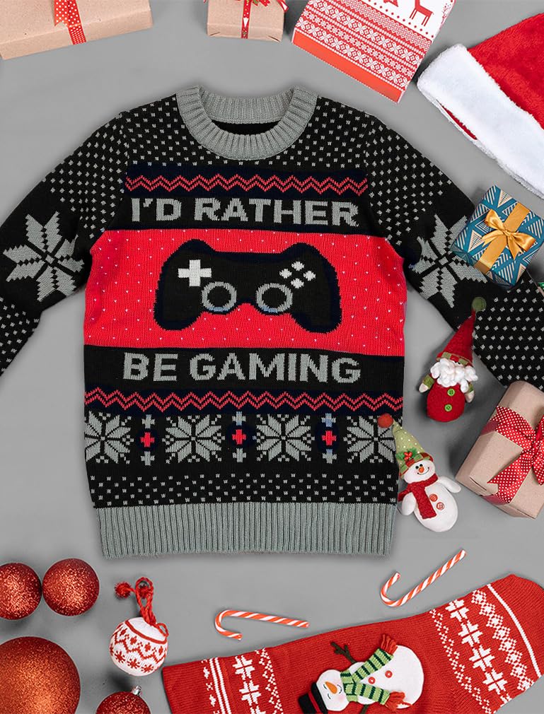 Funny Gamer Ugly Christmas Sweater for Kids - Youth Holiday Sweatshirt with 'I Paused My Game to Be Here' Design | Perfect Christmas Gift for Young Gamers | Great for Gaming Parties, Christmas Celebrations & Family Photos