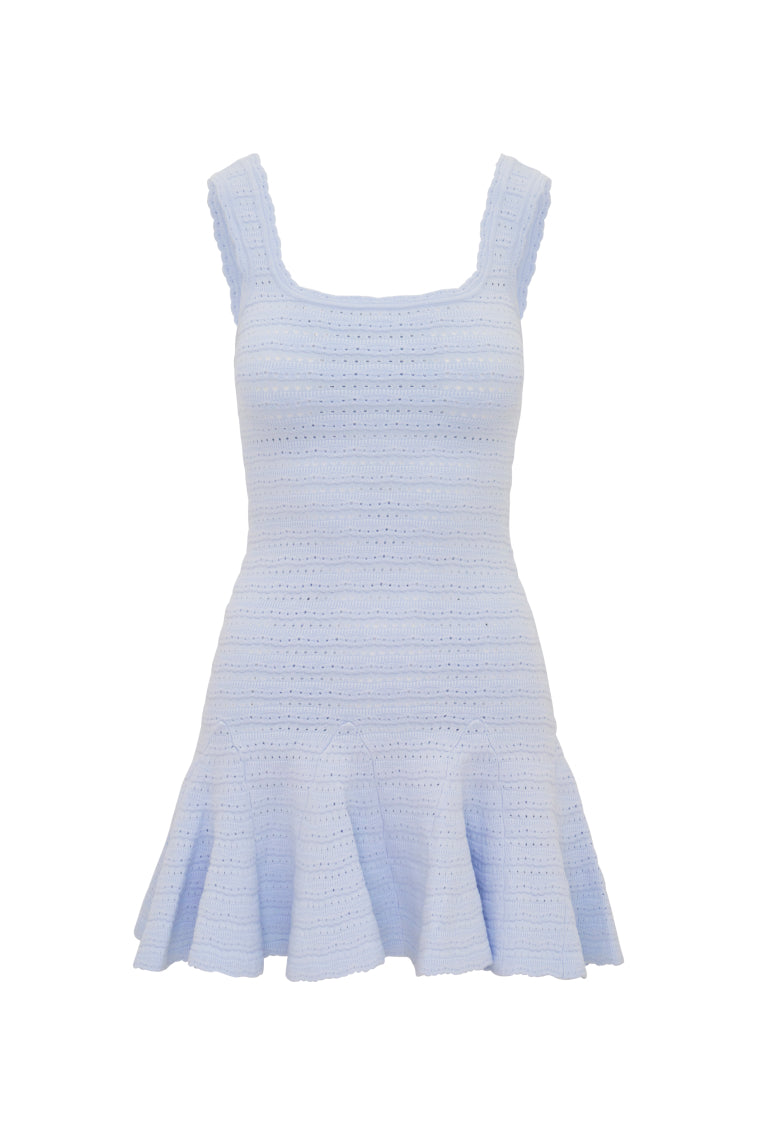 Maryanne Knit Mini Dress in Morning Sky Blue - Elegant & Comfortable Summer Dress for Women | Perfect for Beach Vacations, Date Nights & Casual Outings